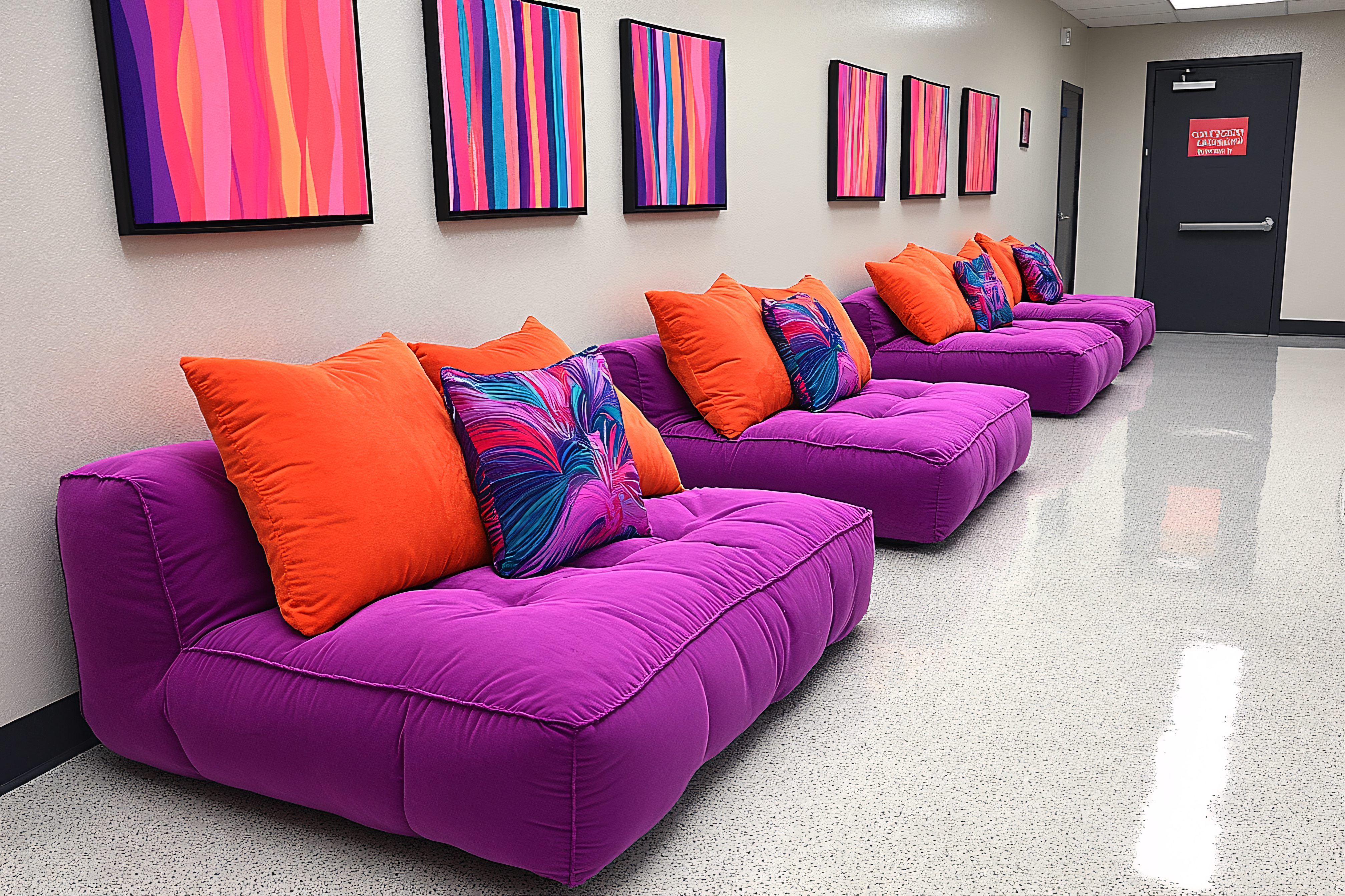 Waiting Area With Purple Sofas