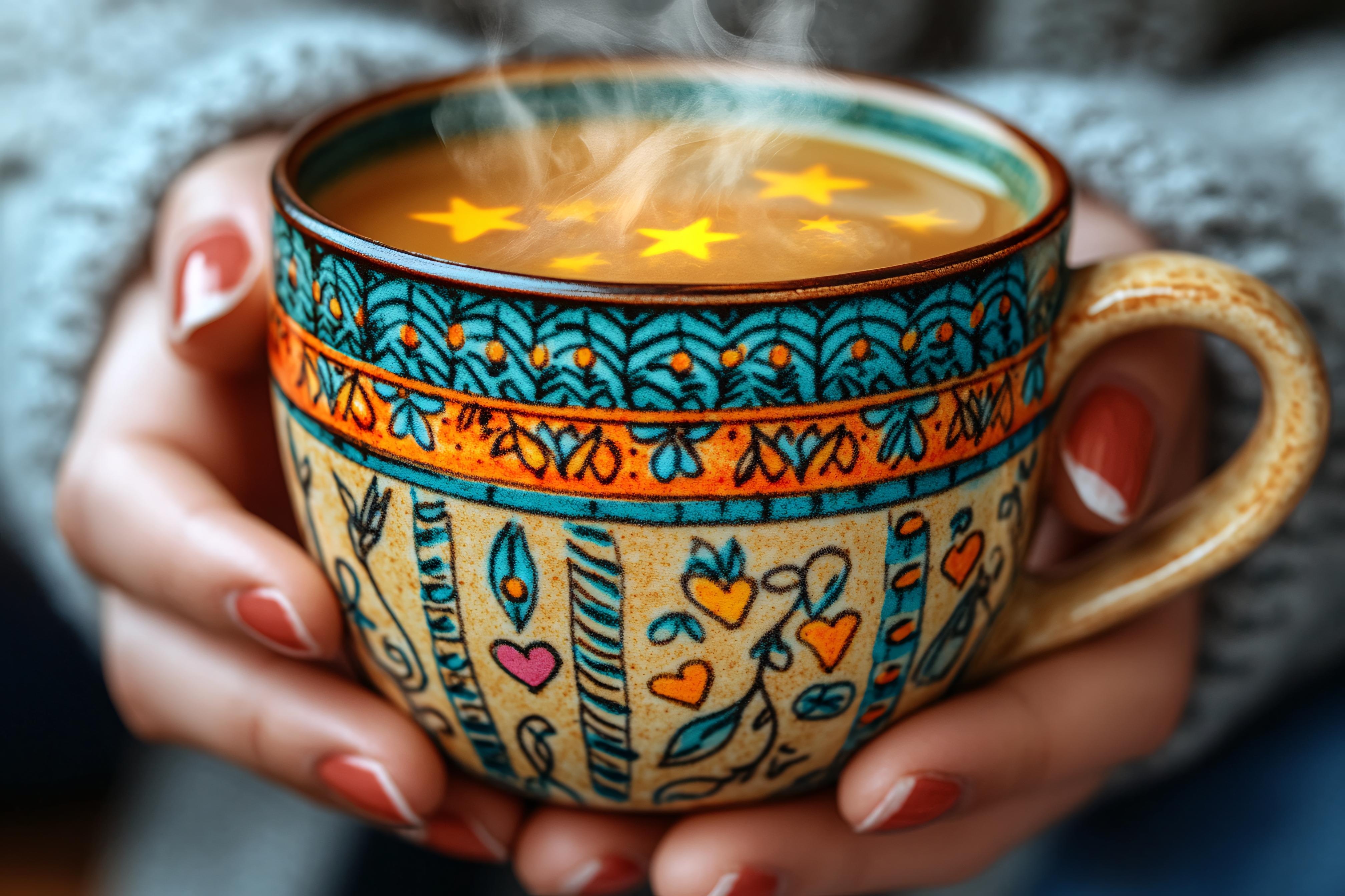 Warm Stars in Decorated Mug