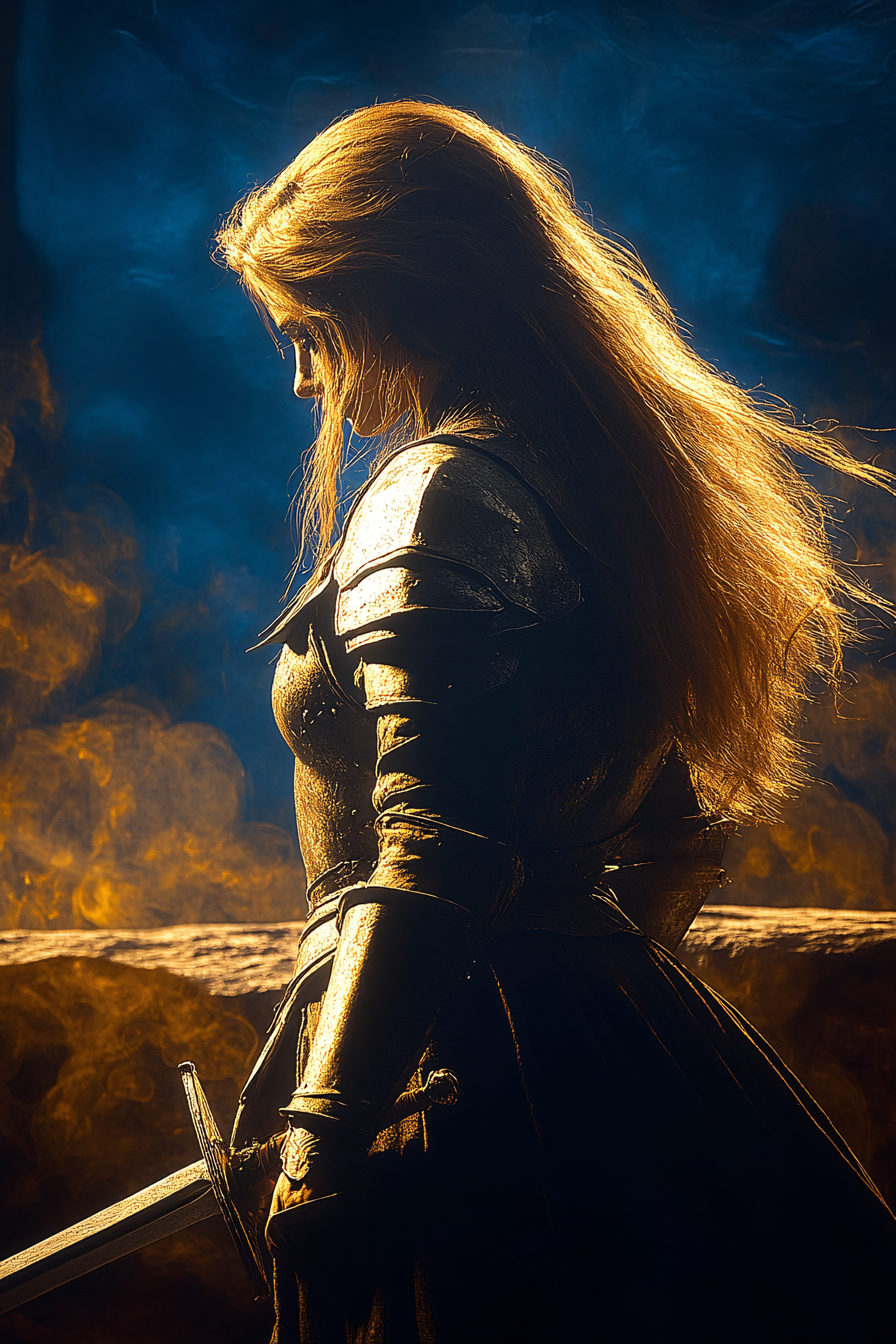 Warrior Woman In Golden Armor