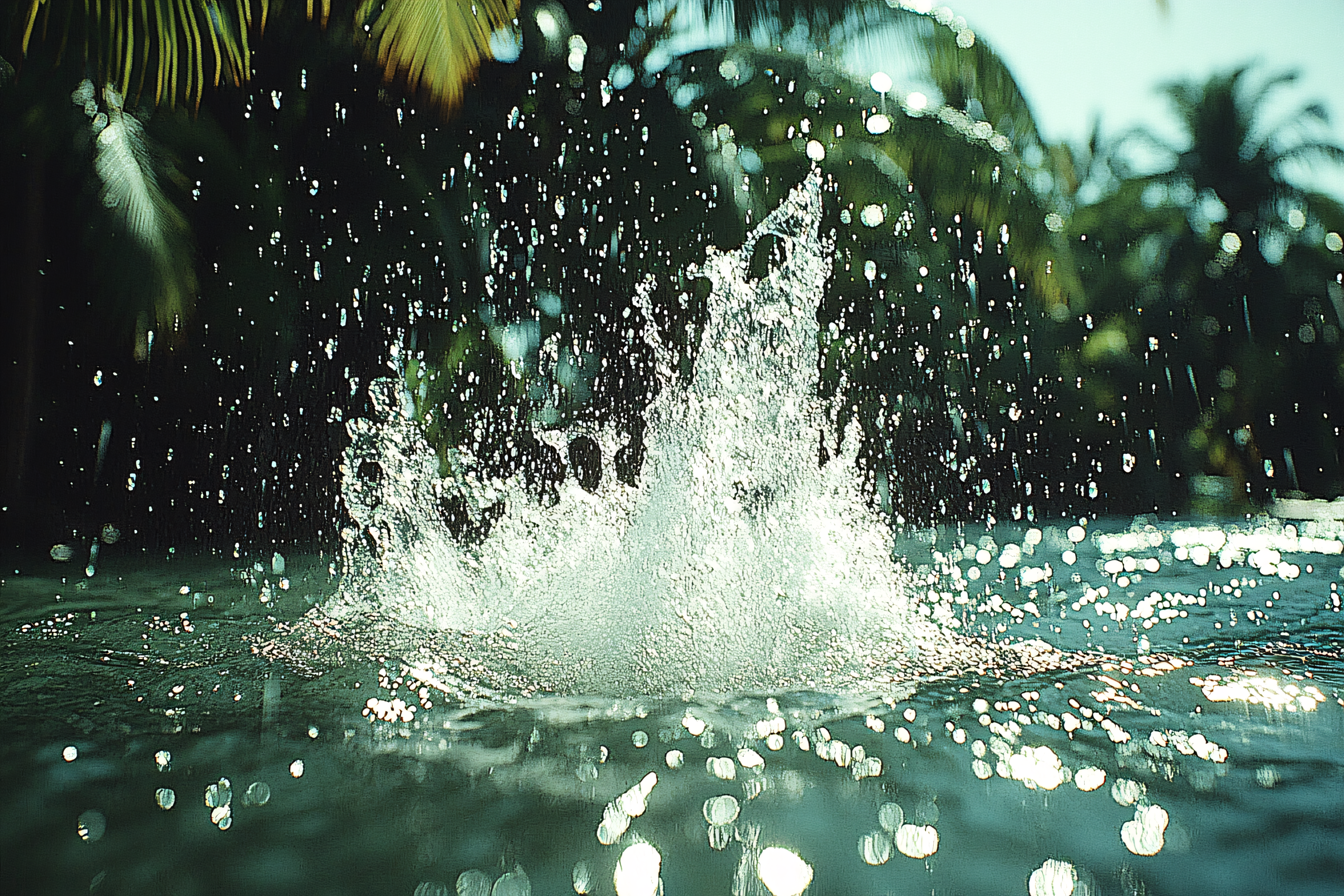 Water Splash in Tropical Paradise