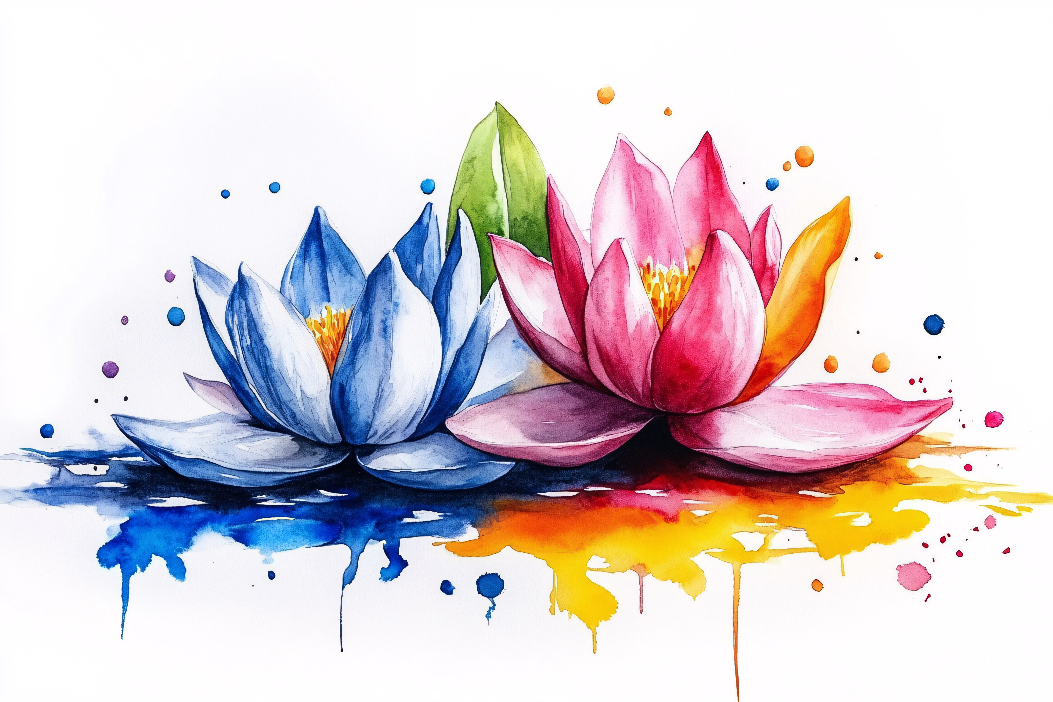 Watercolor Lotus Flowers