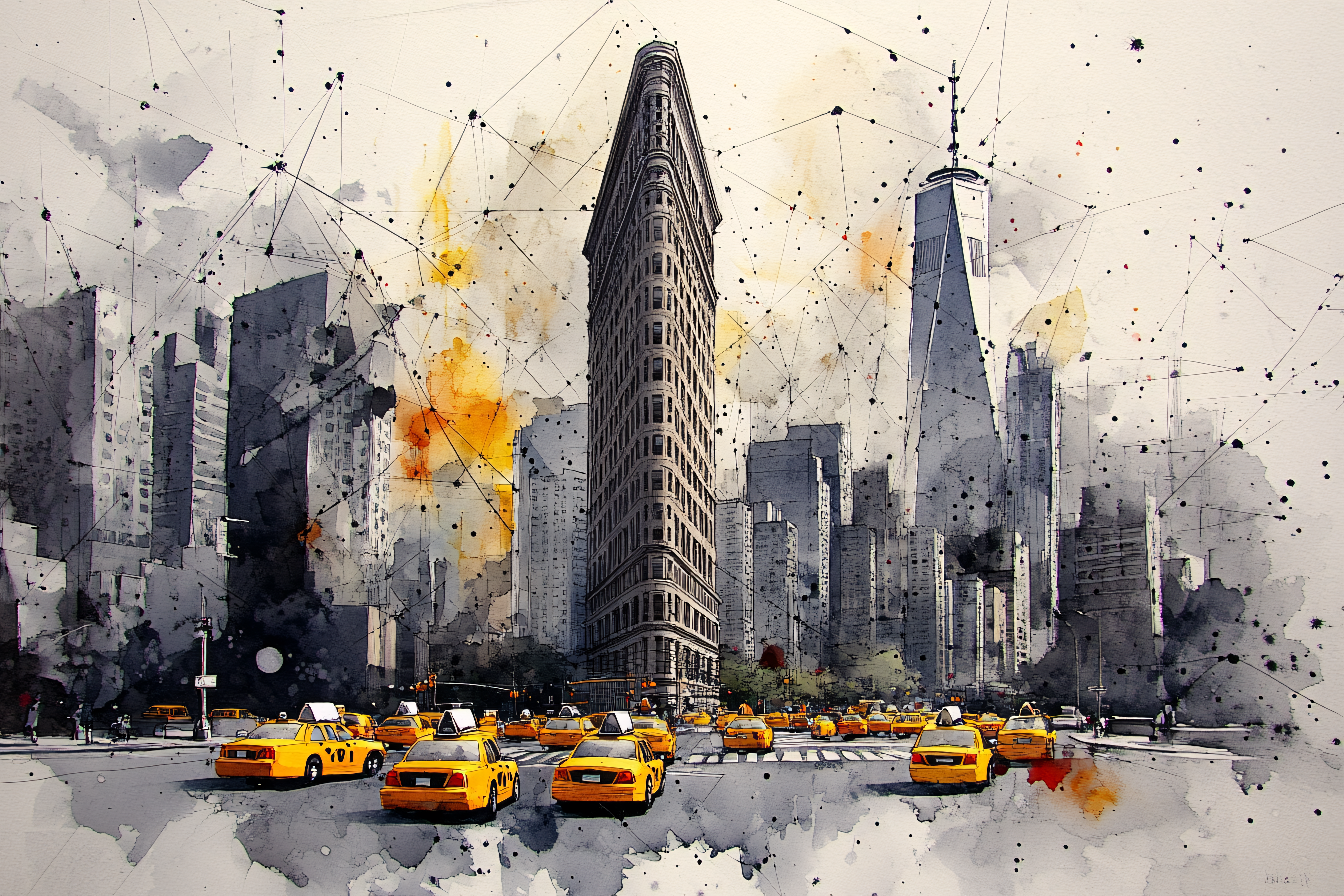 Watercolor New York Cityscape