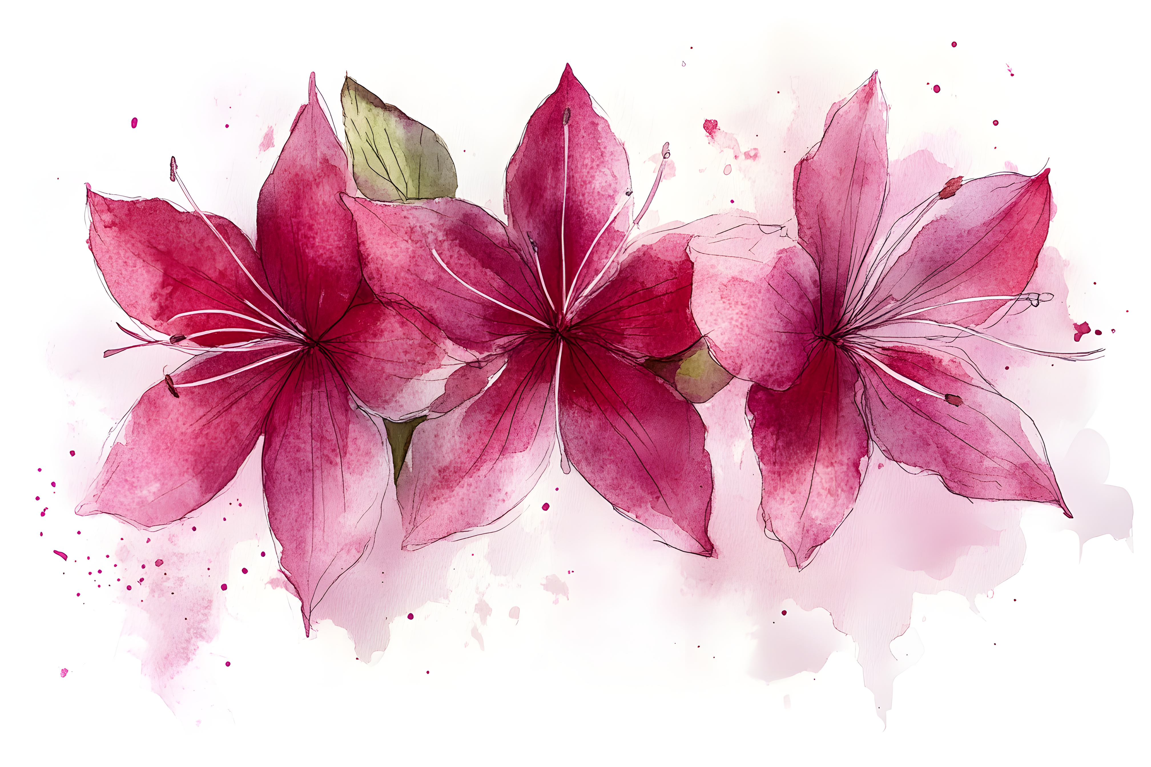 Watercolor Pink Flowers