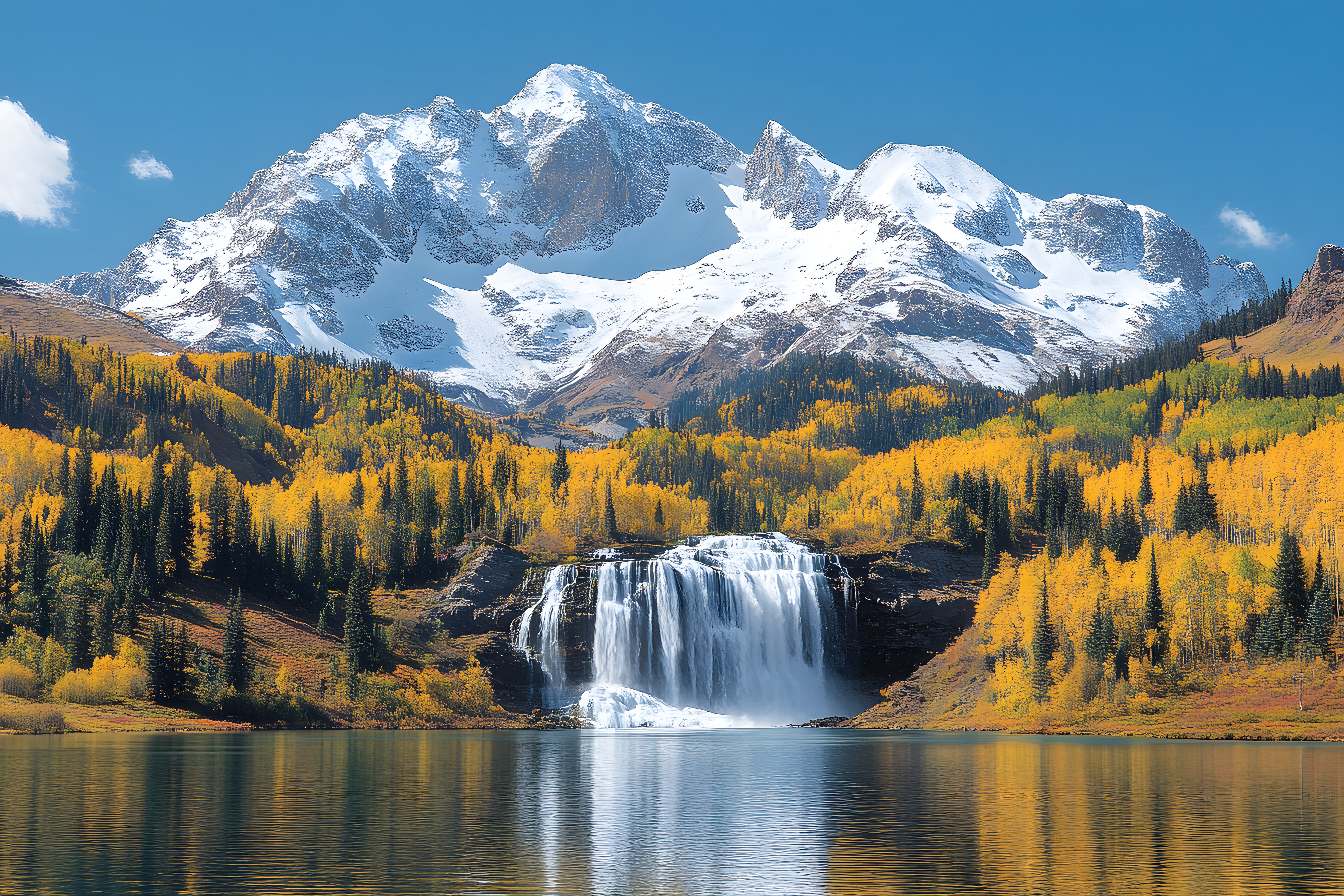Waterfall In Autumn Mountain Landscape