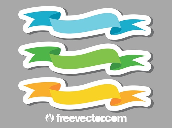 Waving Ribbons Set Free Vector