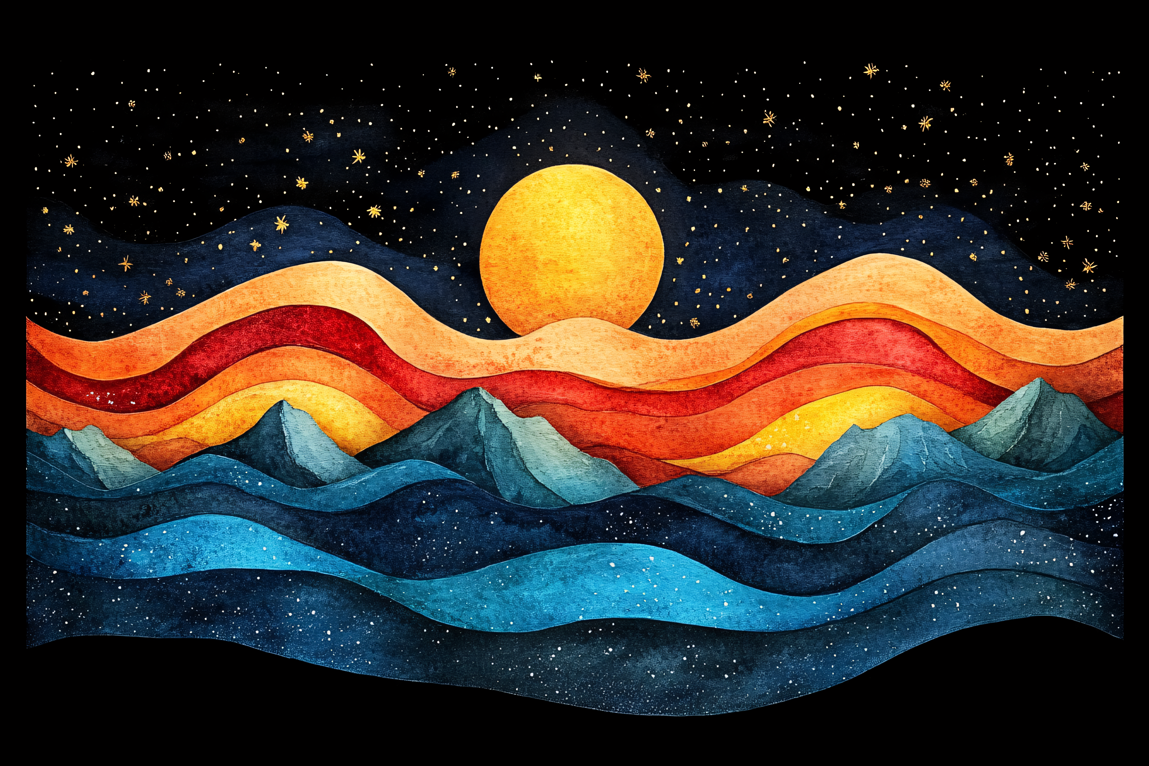 Wavy Horizon at Night