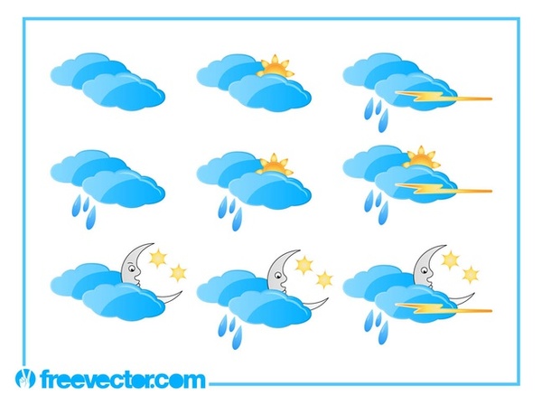 Weather Set Free Vector
