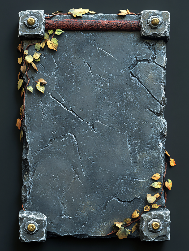 Weathered Stone Plaque With Vines