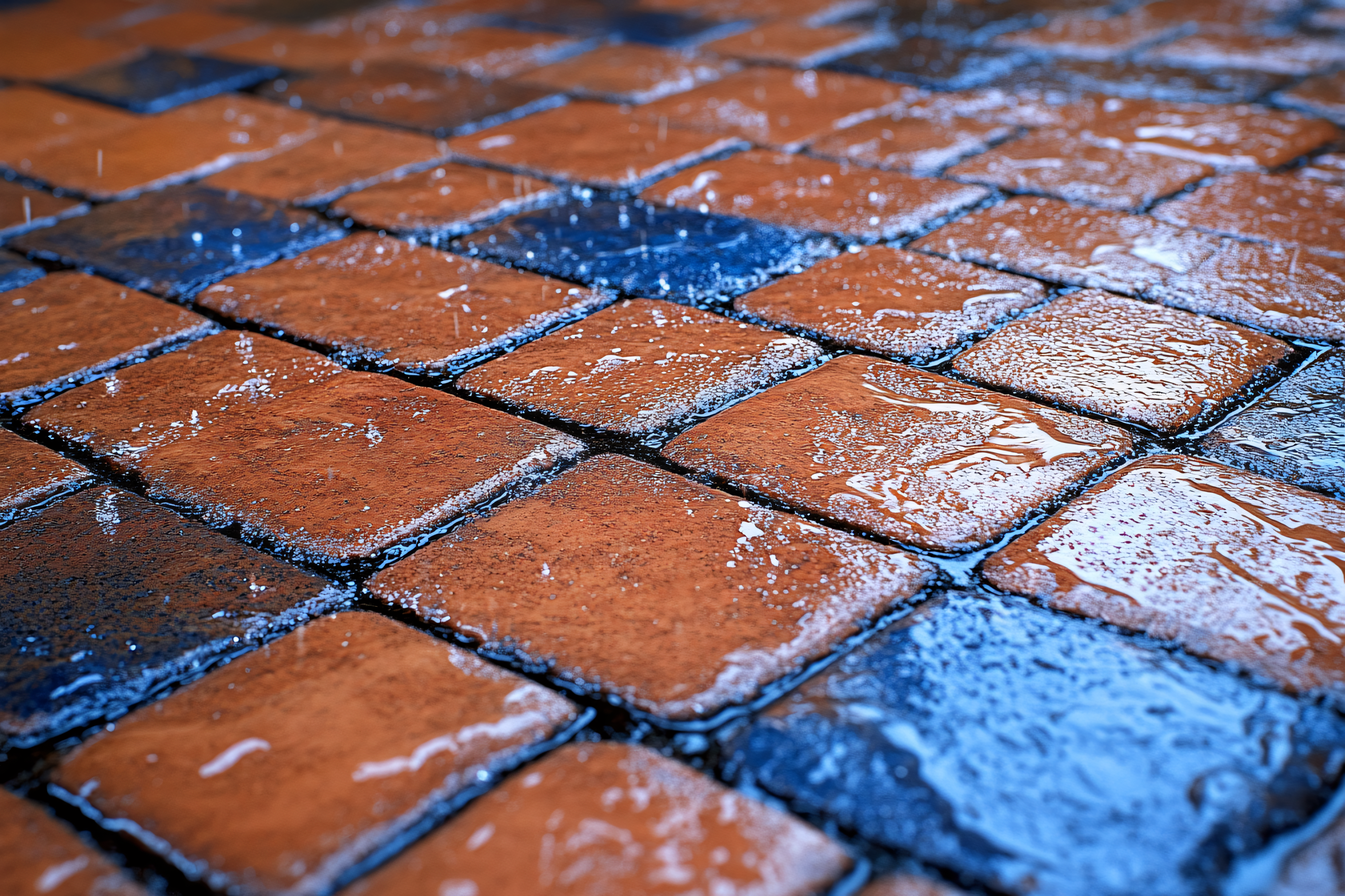Wet Brick Pavement