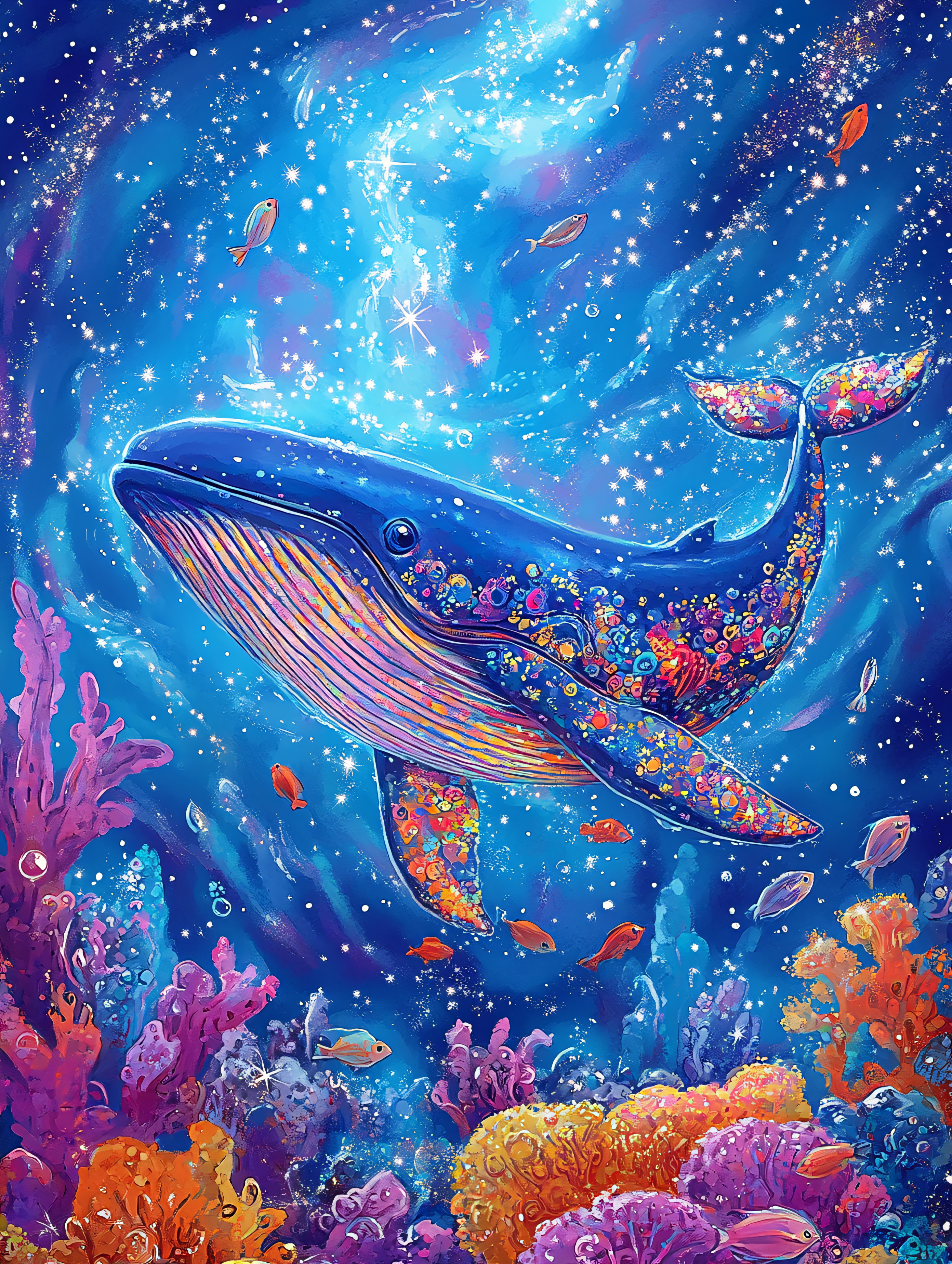 Whale In A Sparkling Coral Reef