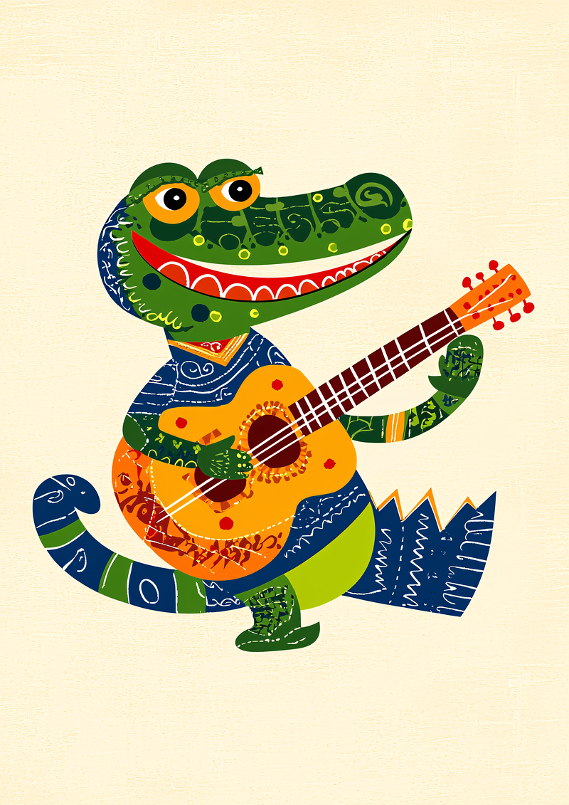 Whimsical Alligator Guitarist