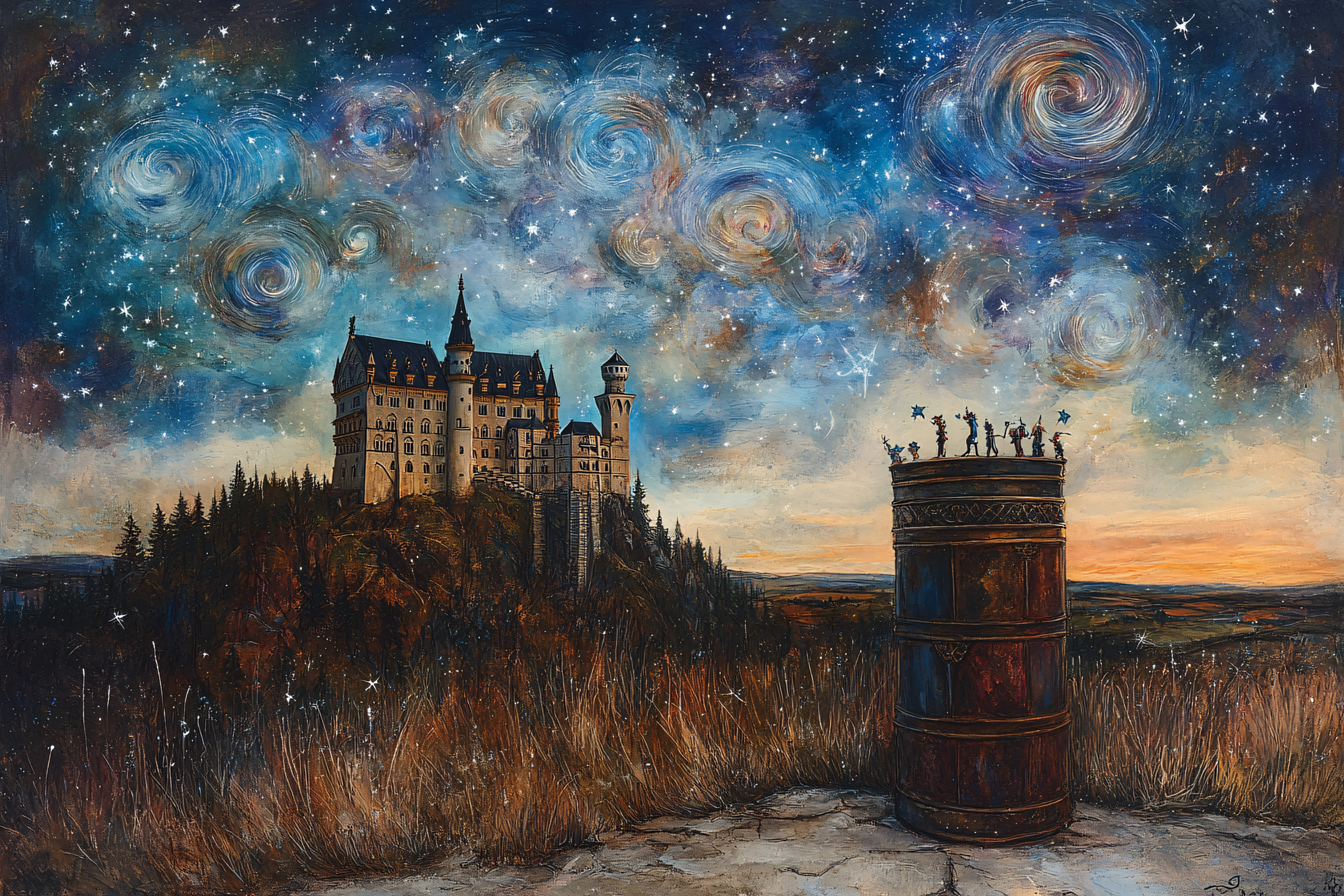 Whimsical Castle Night Scene