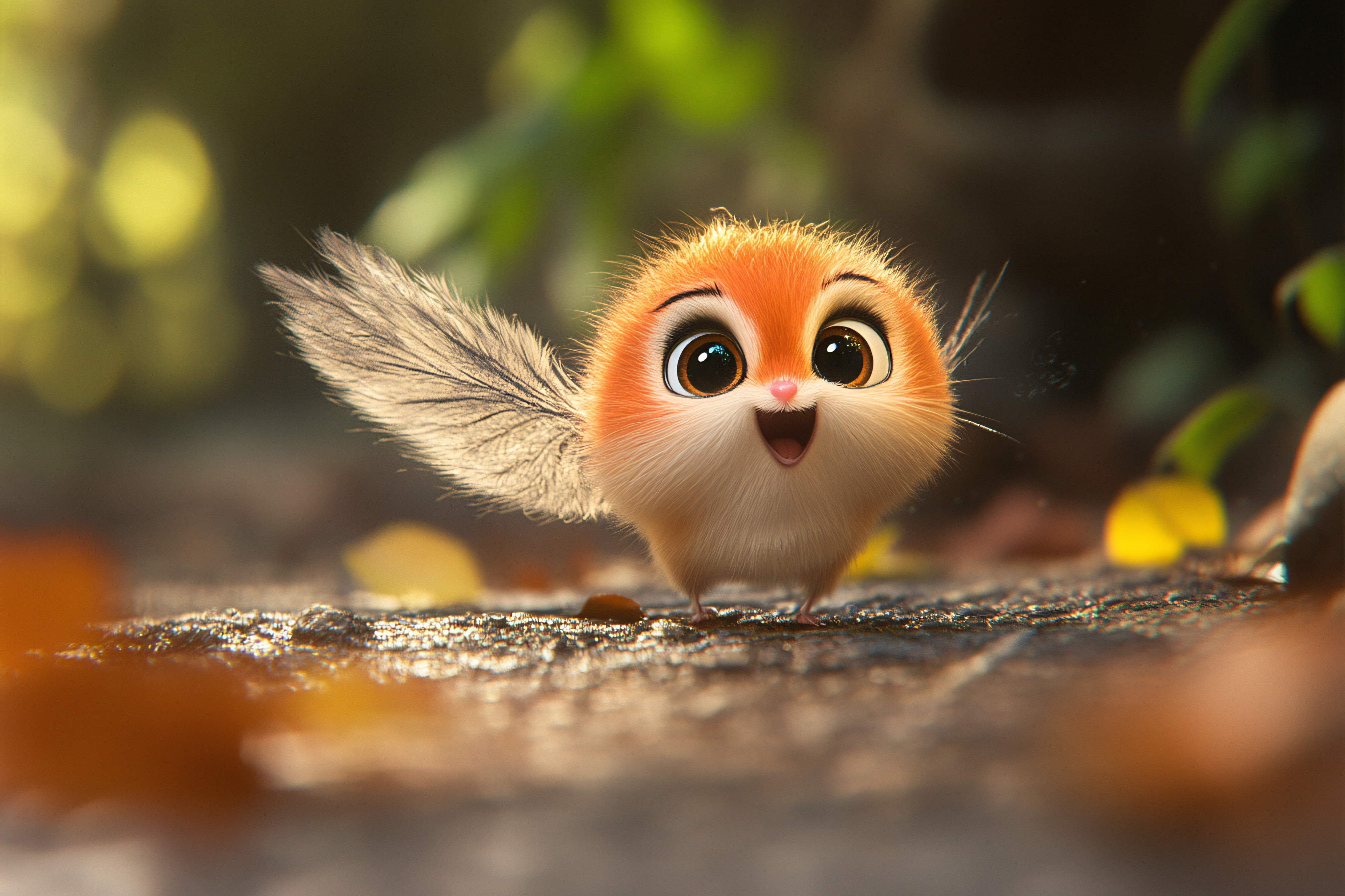 Whimsical Furry Creature with Wings