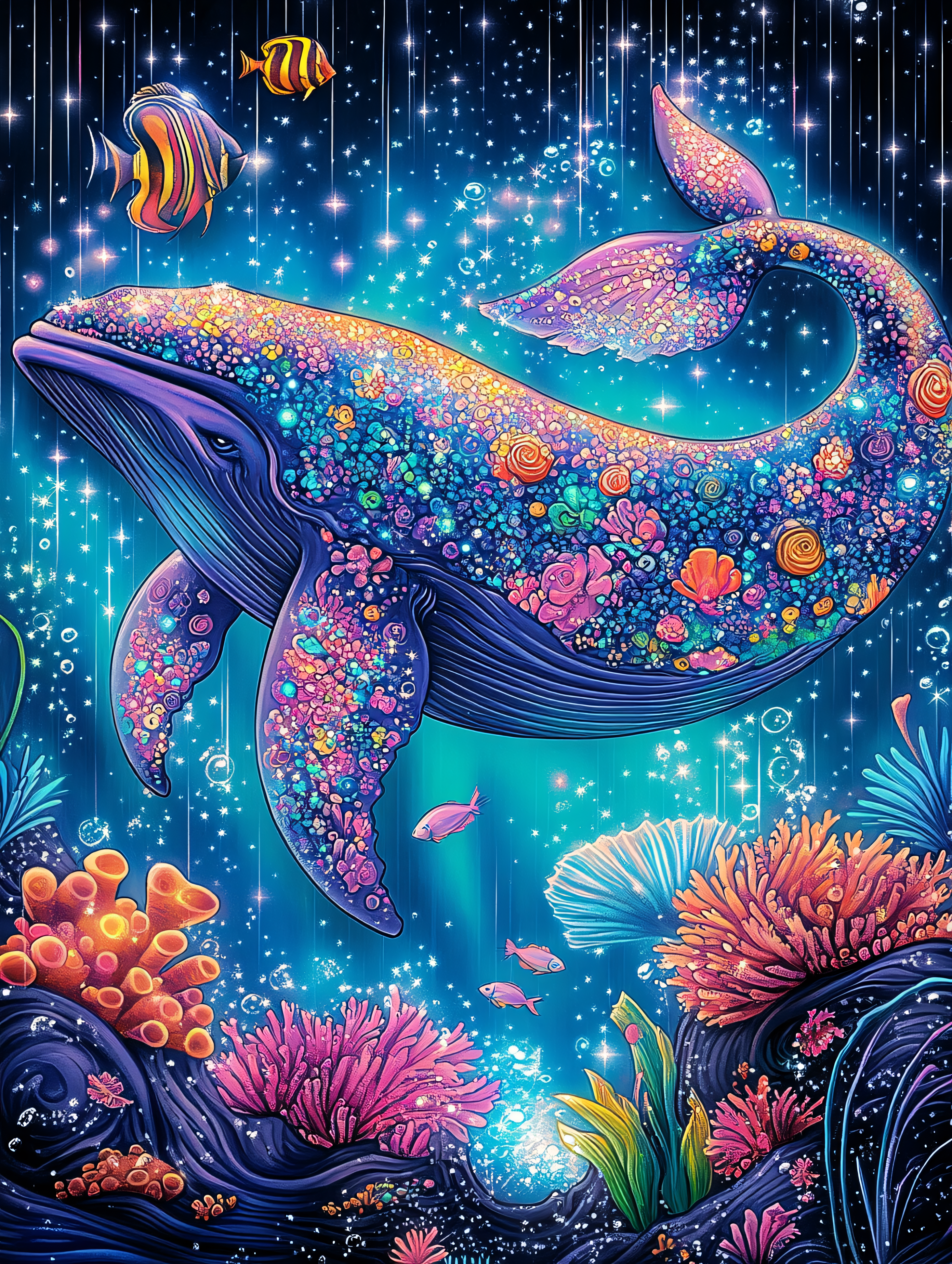 Whimsical Underwater Whale Scene