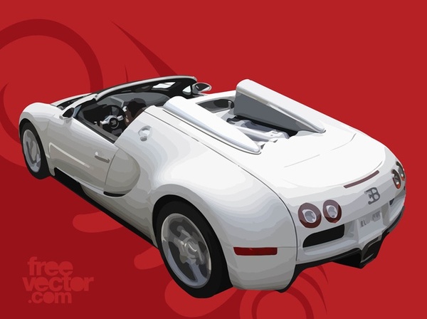White Bugatti Veyron Free Vector