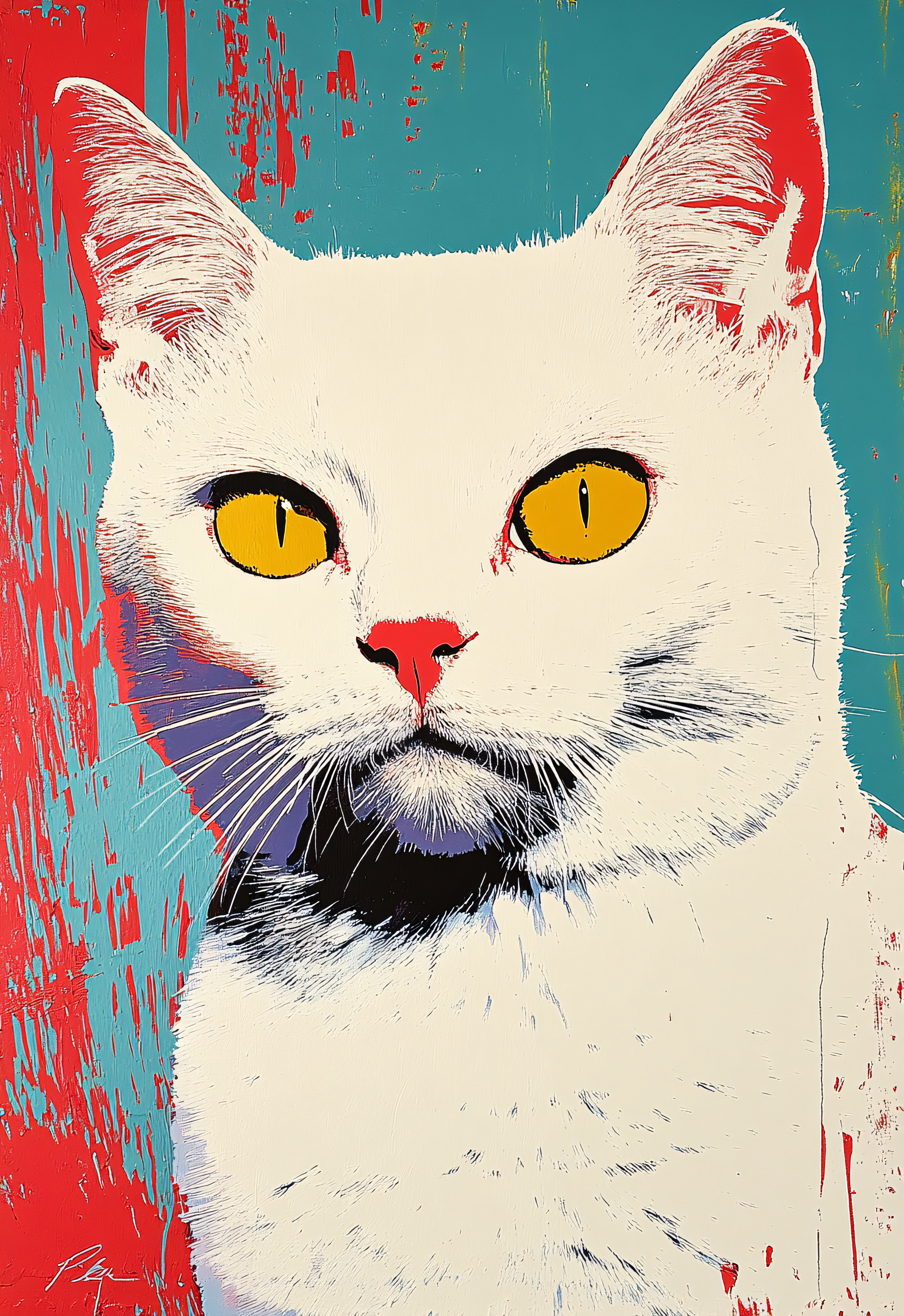 White Cat Pop Art