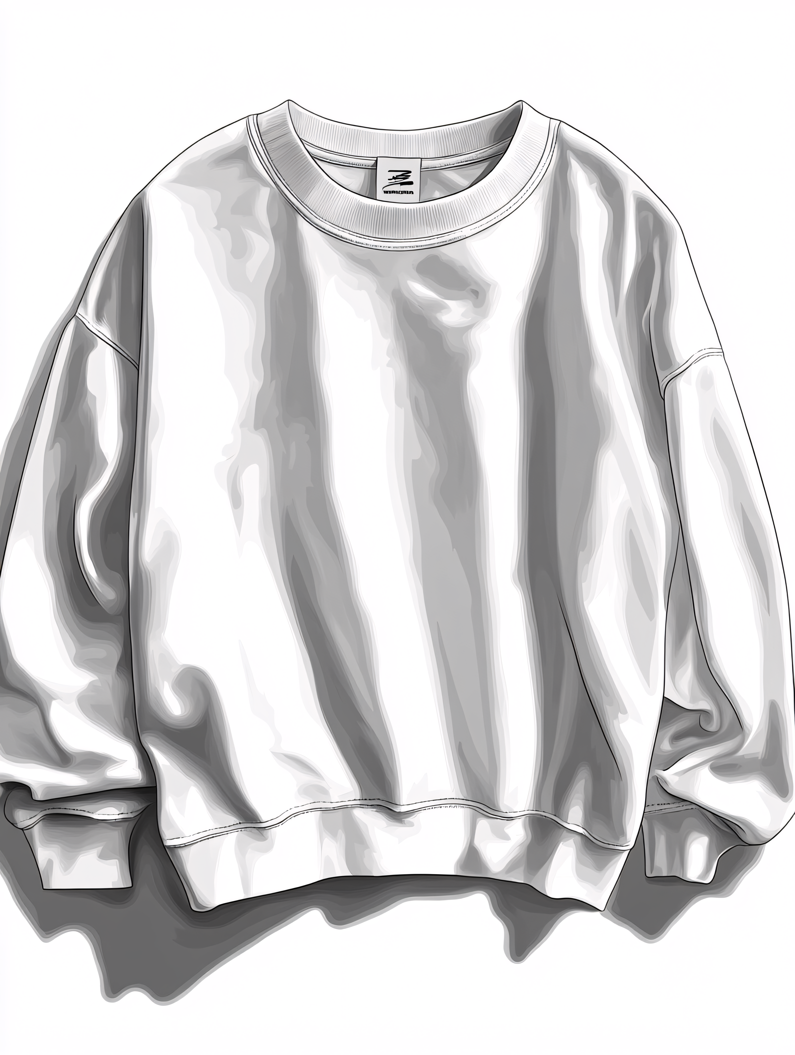 White Crewneck Sweatshirt Vector Illustration