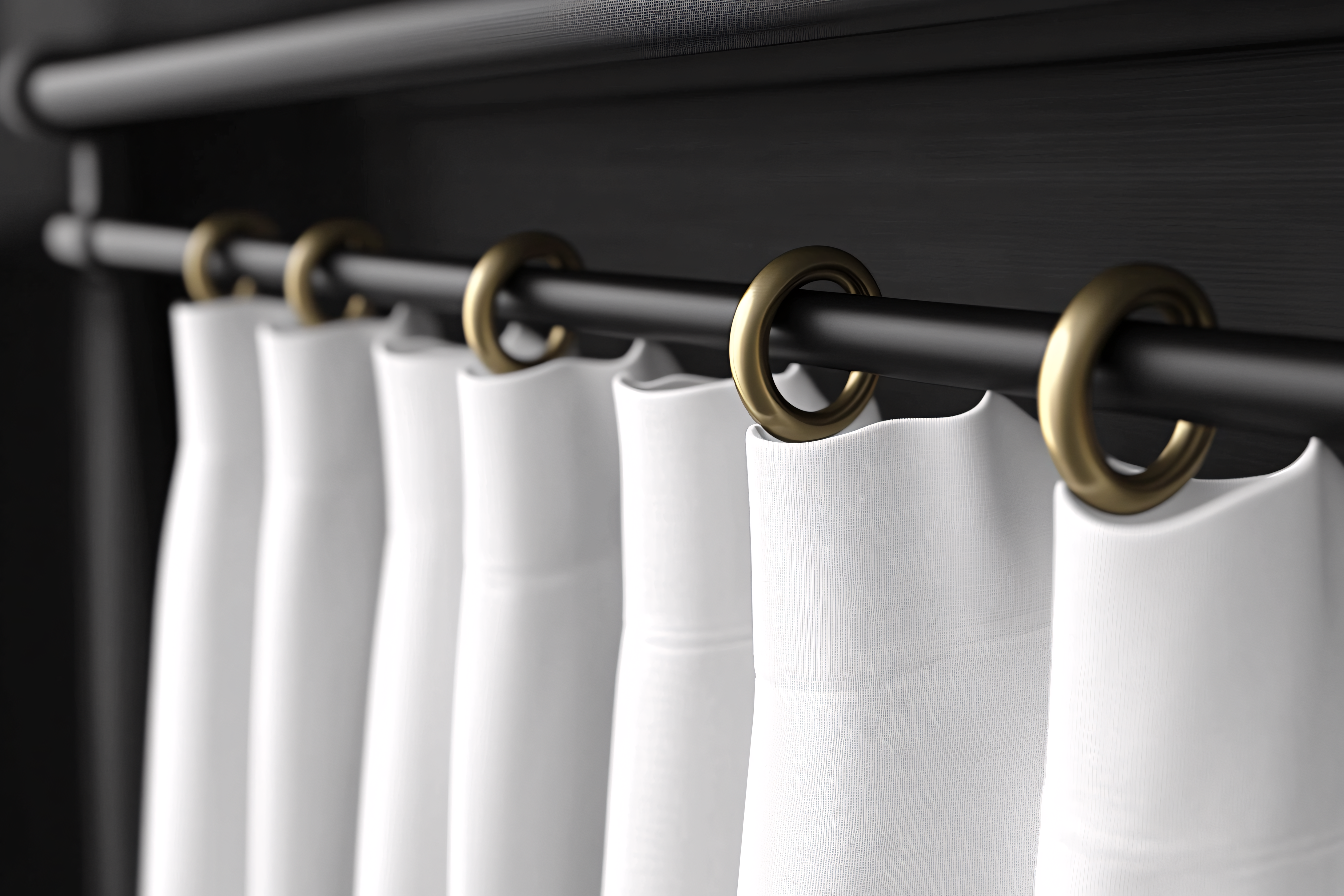 White Curtains Hanging From Rod