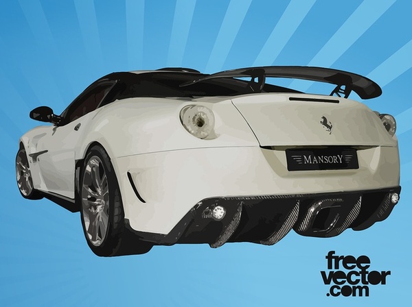 White Ferrari Rear Free Vector