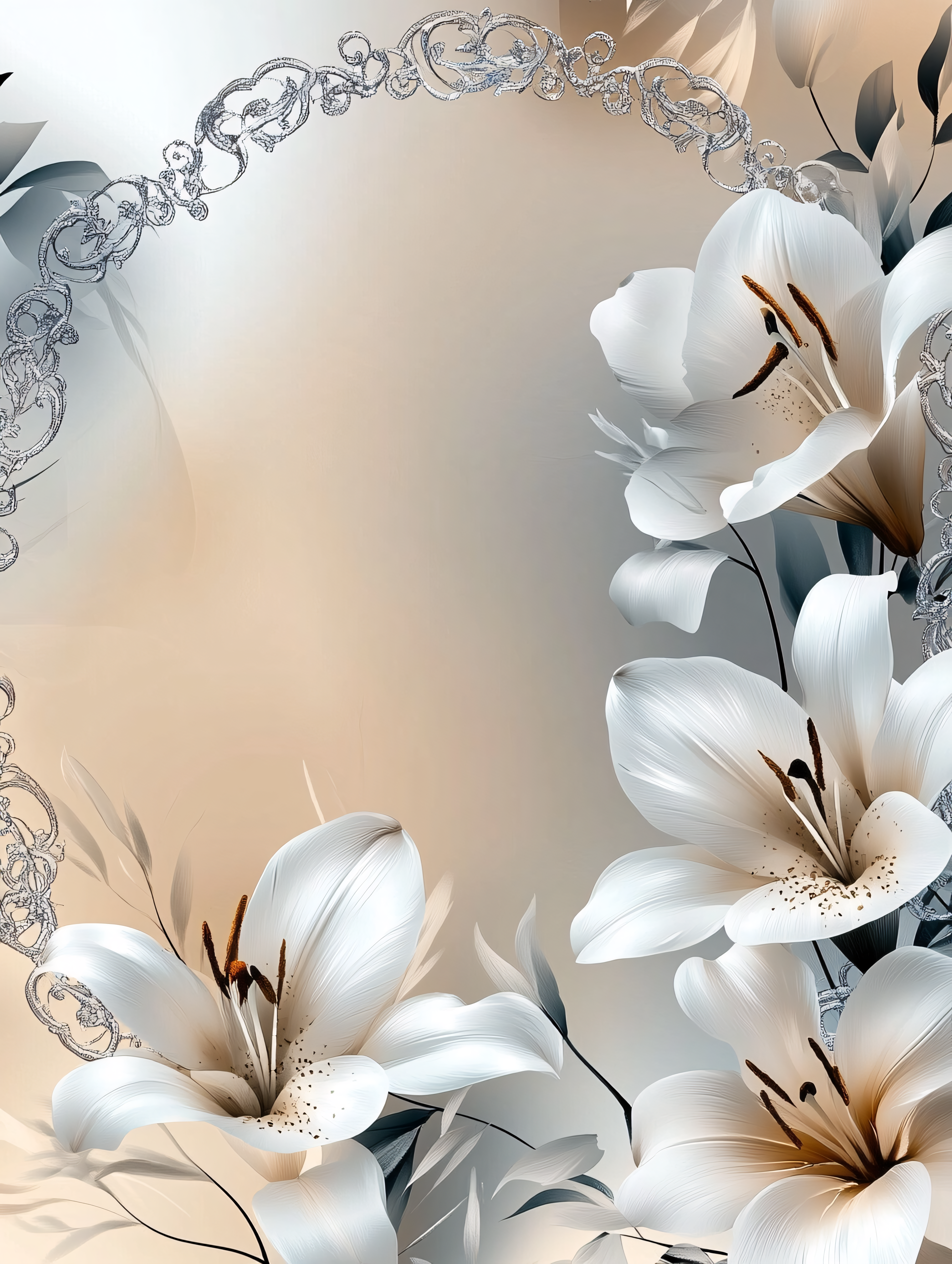 White Lilies and Silver Ornament