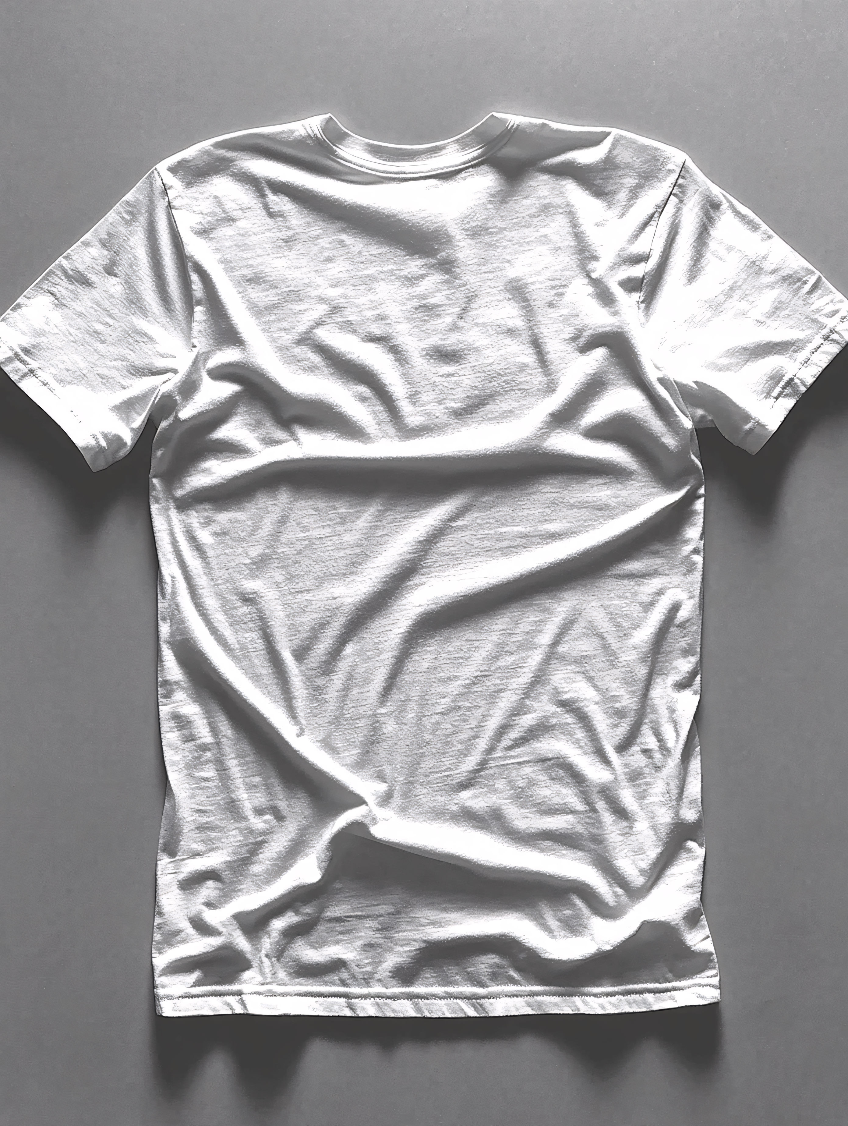 White T-Shirt Lay Flat on Gray Background