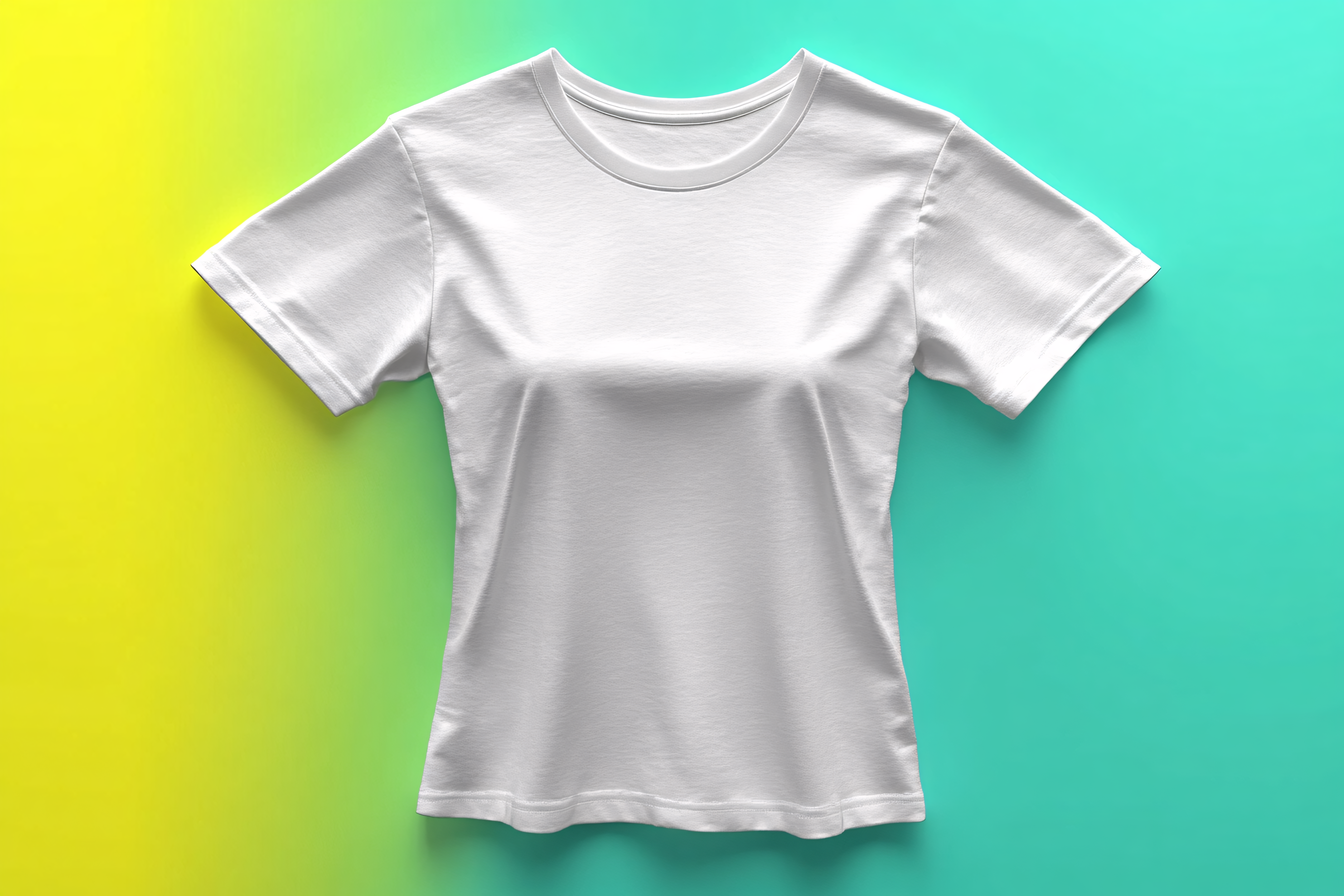 White T-Shirt Mockup On Vibrant Gradient Background