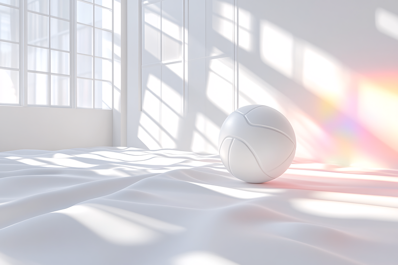 White Volleyball Ball in Sunlit Room