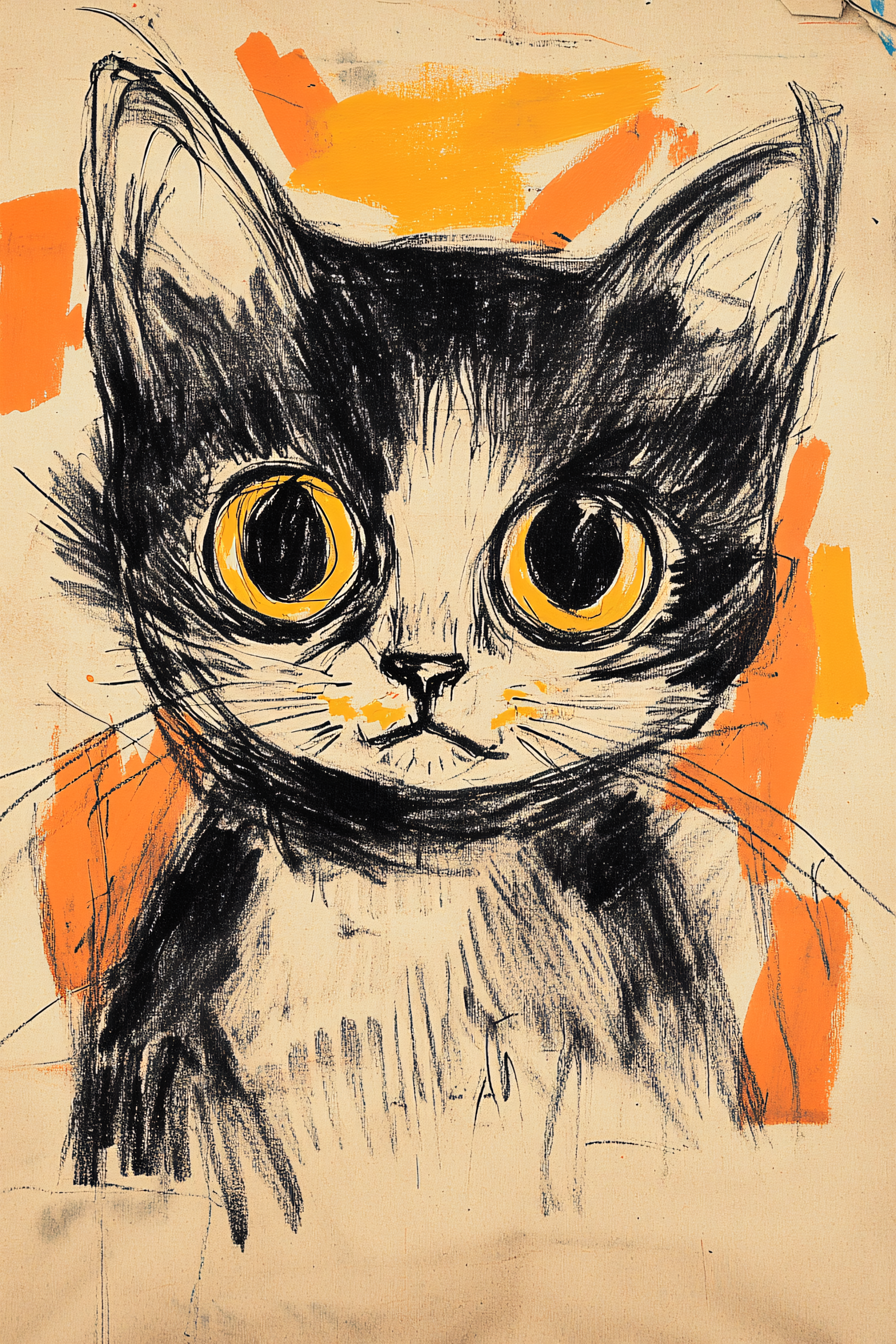 Wide-Eyed Cat Sketch