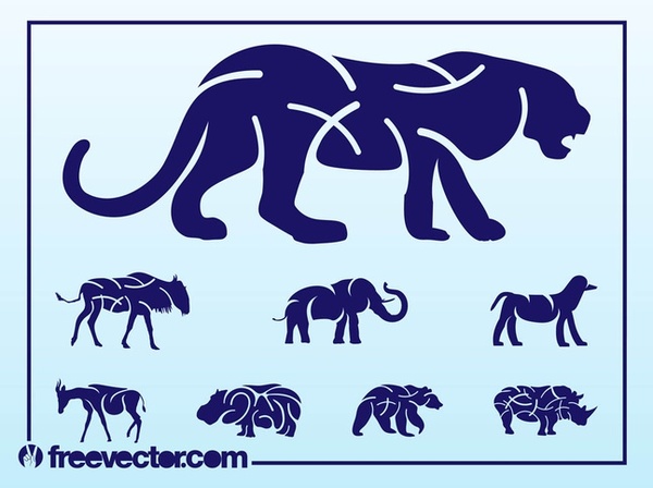 Wild Animals Silhouettes Free Vector