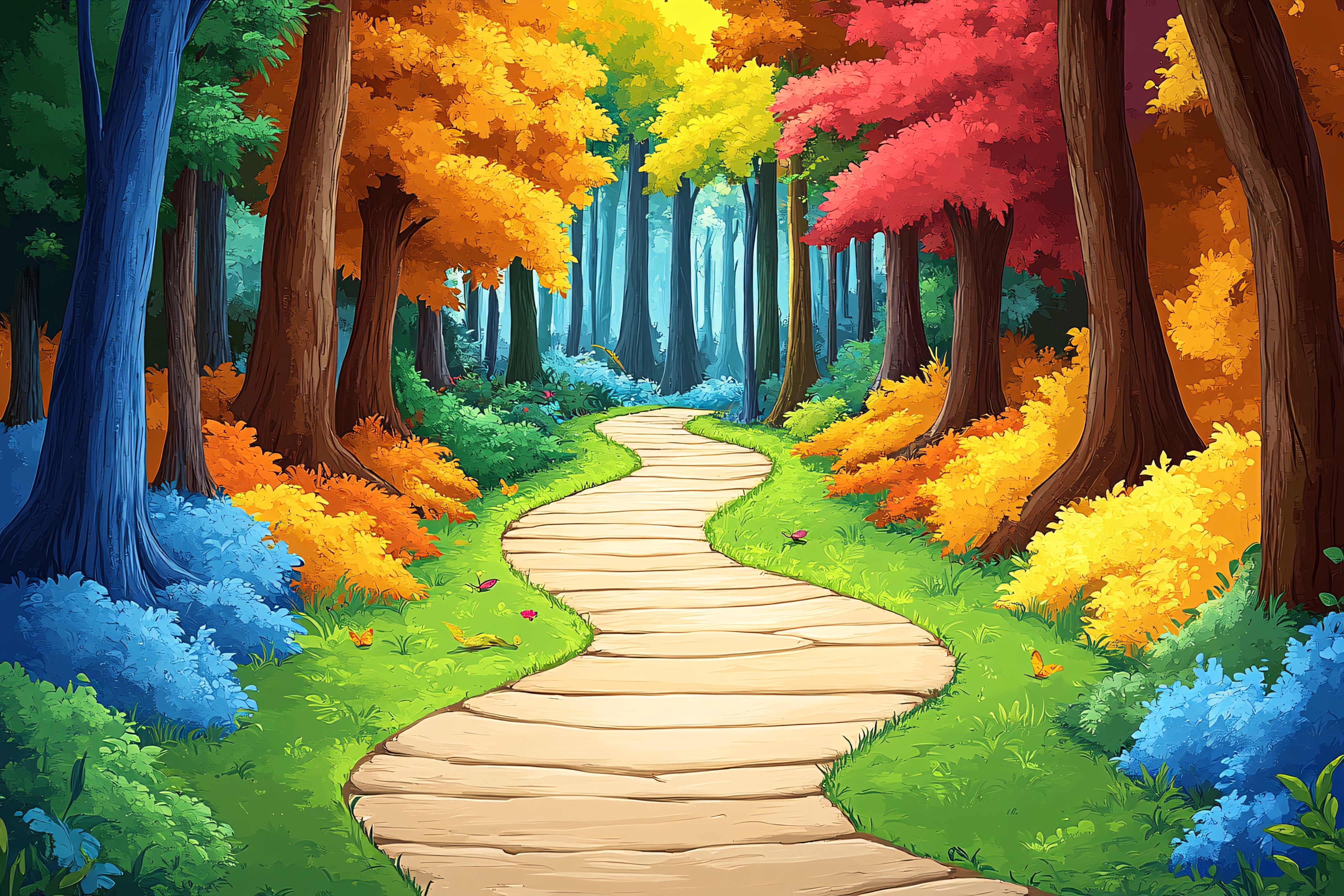 Winding Path In Autumn Forest
