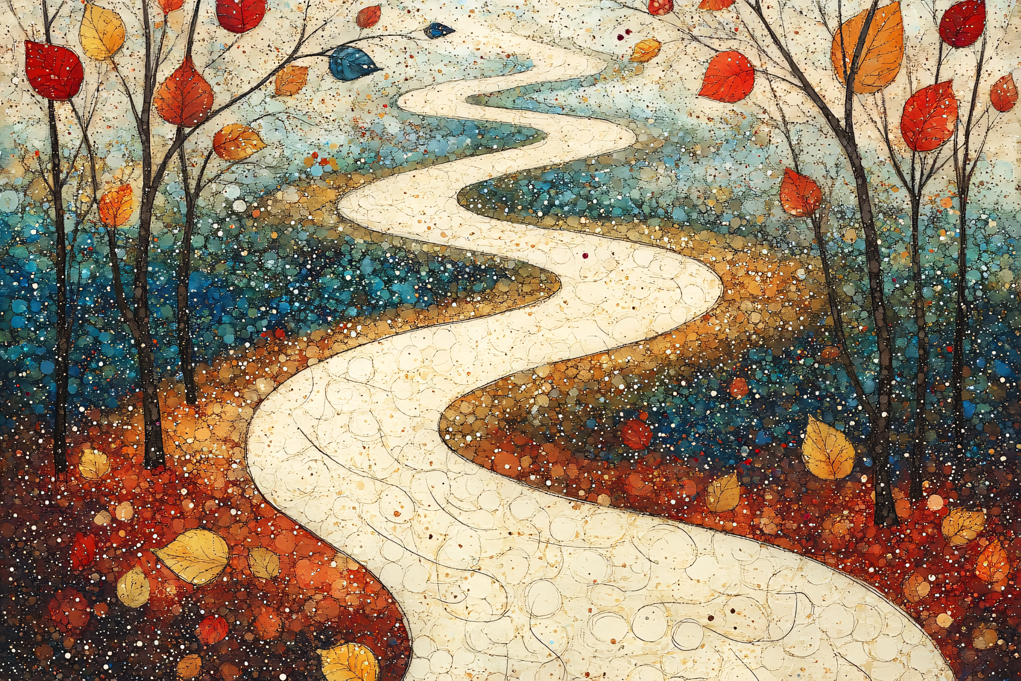 Winding Path Through Autumn Forest