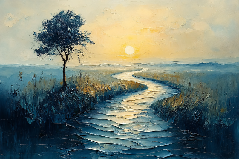 Winding River at Sunset