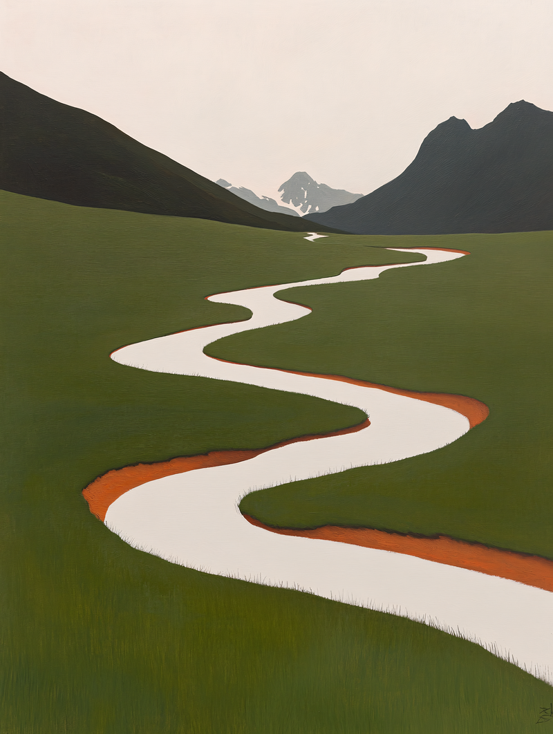 Winding River Through Green Valley