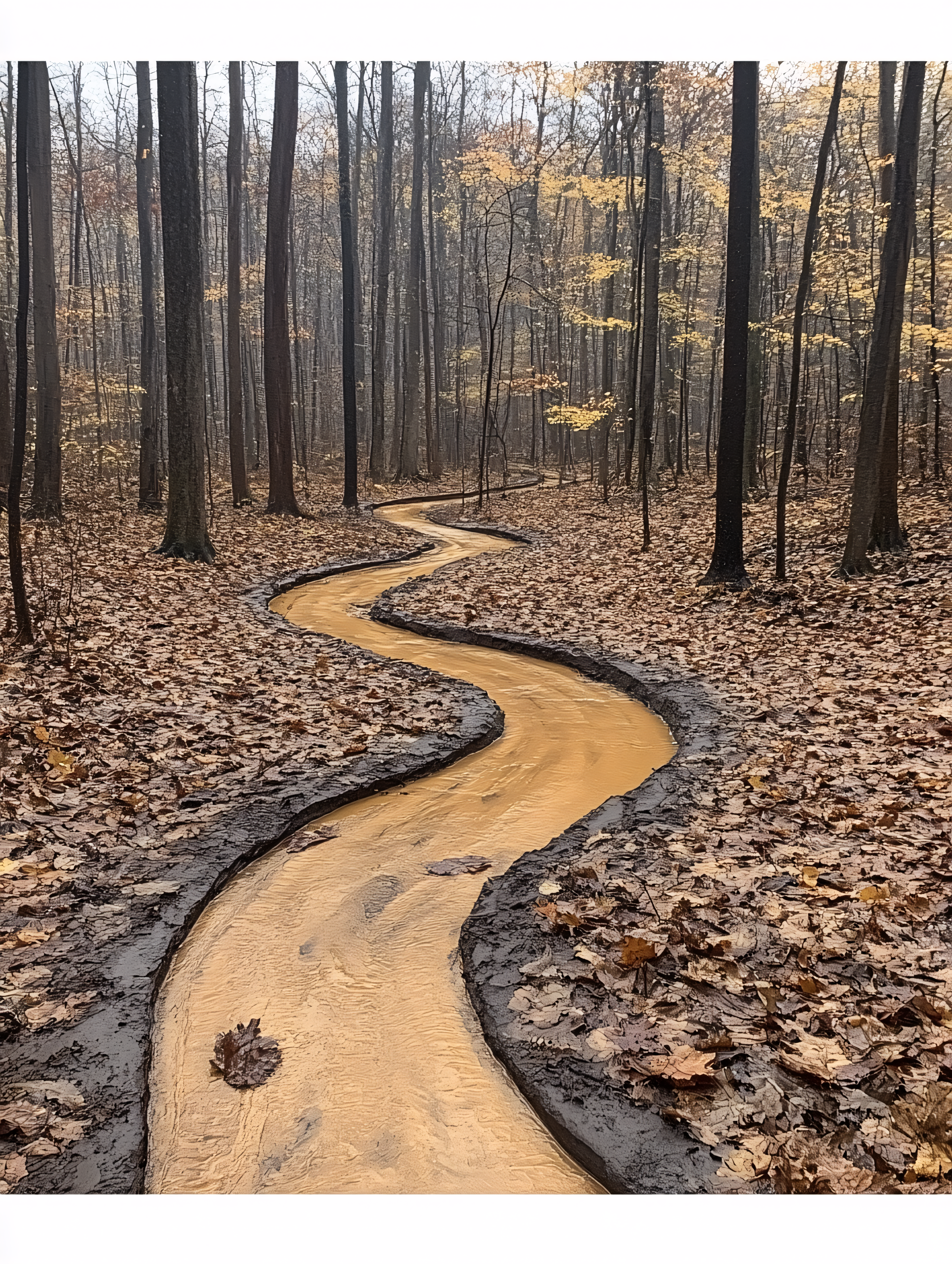 Winding Stream Through Autumn Woods