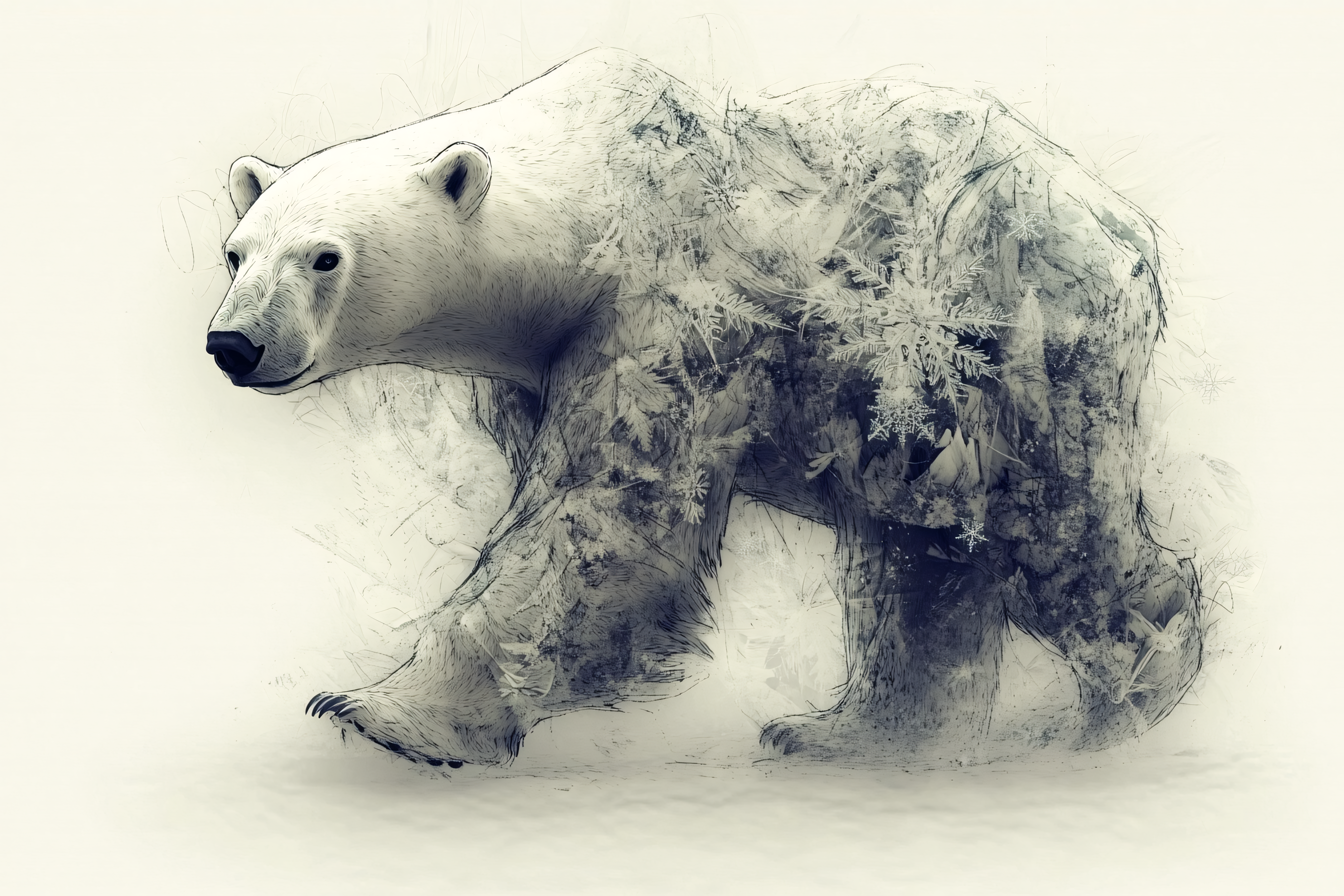 Winter Bear Double Exposure