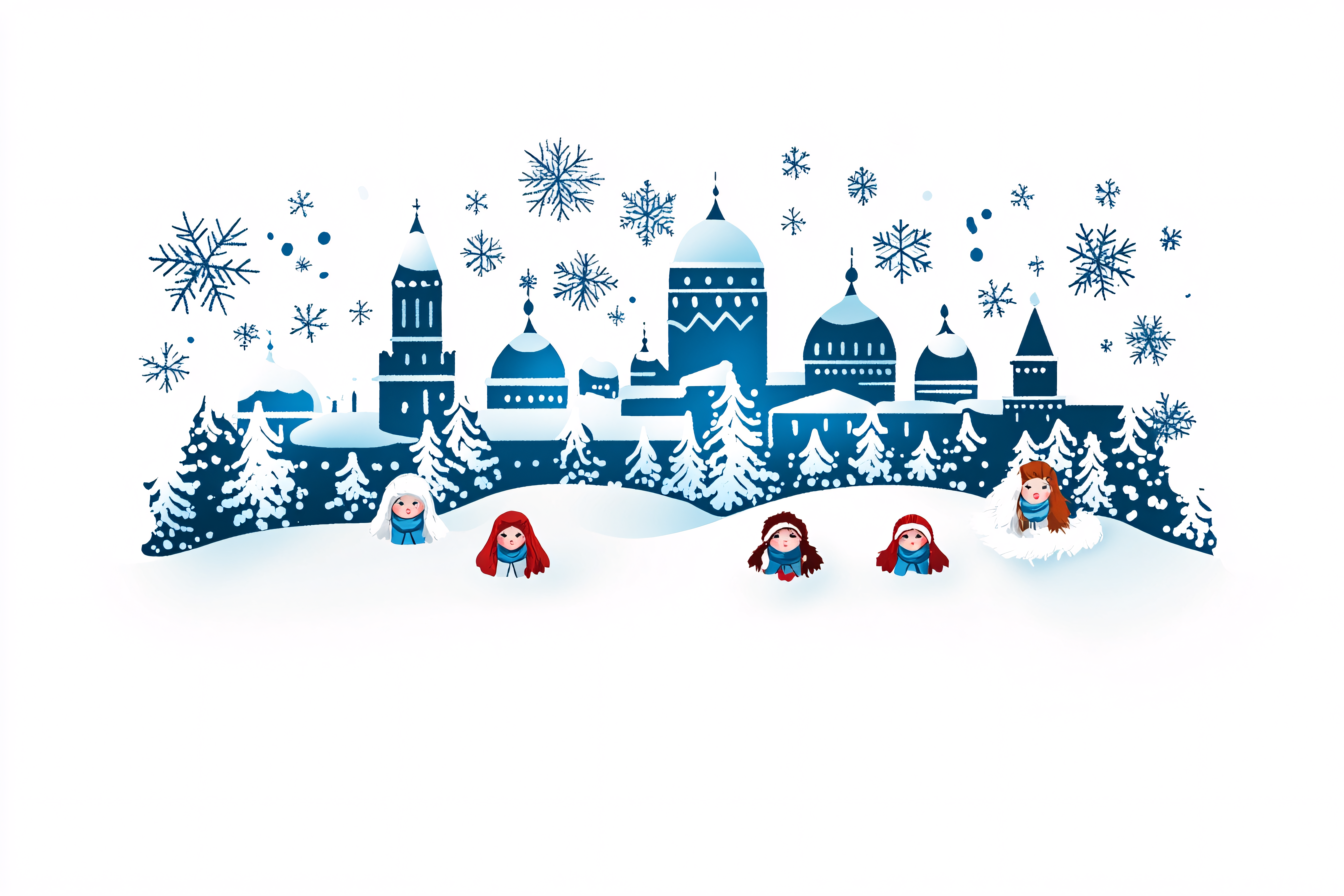 Winter Girls In Snowy City