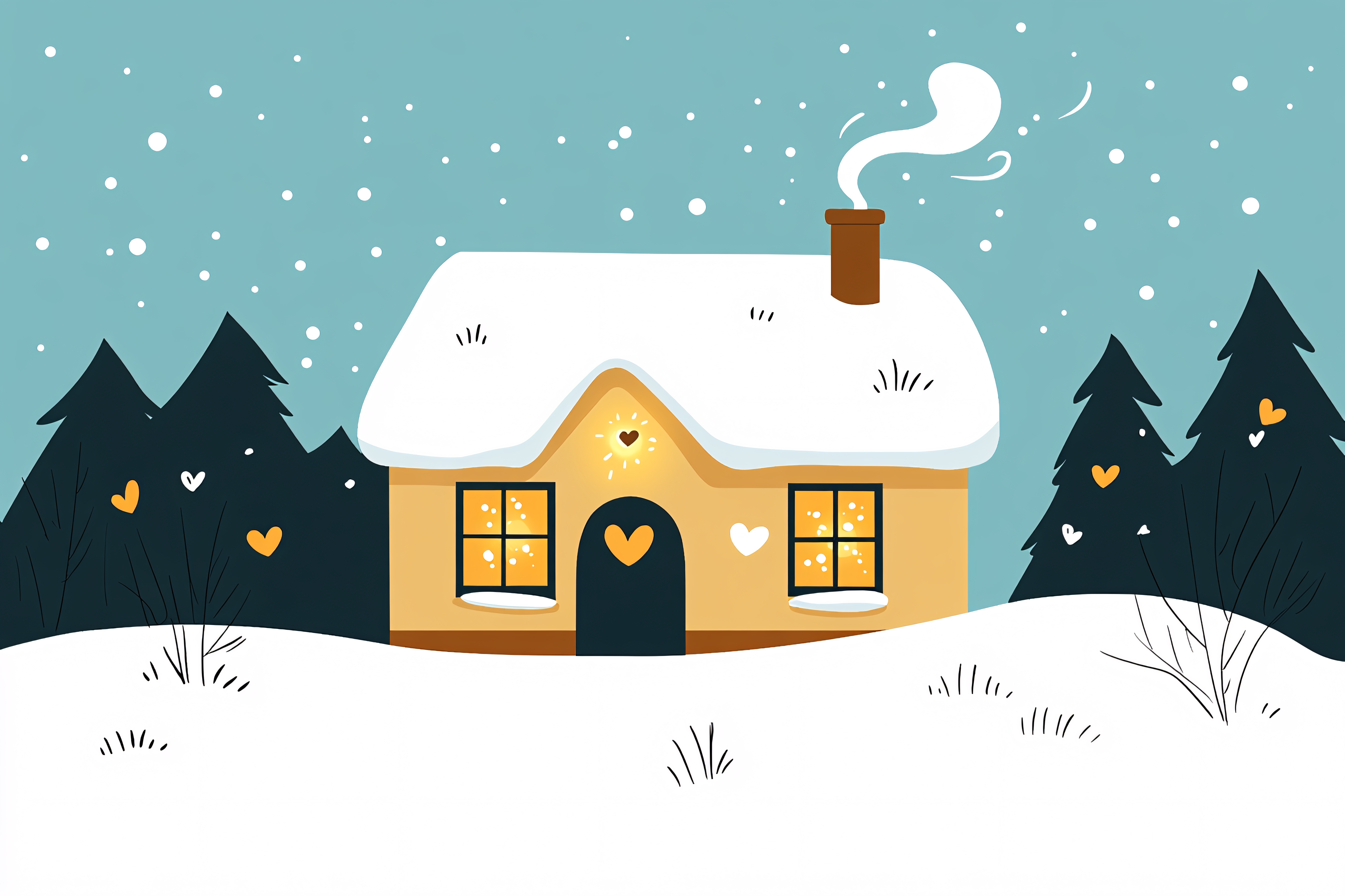 Winter House Scene