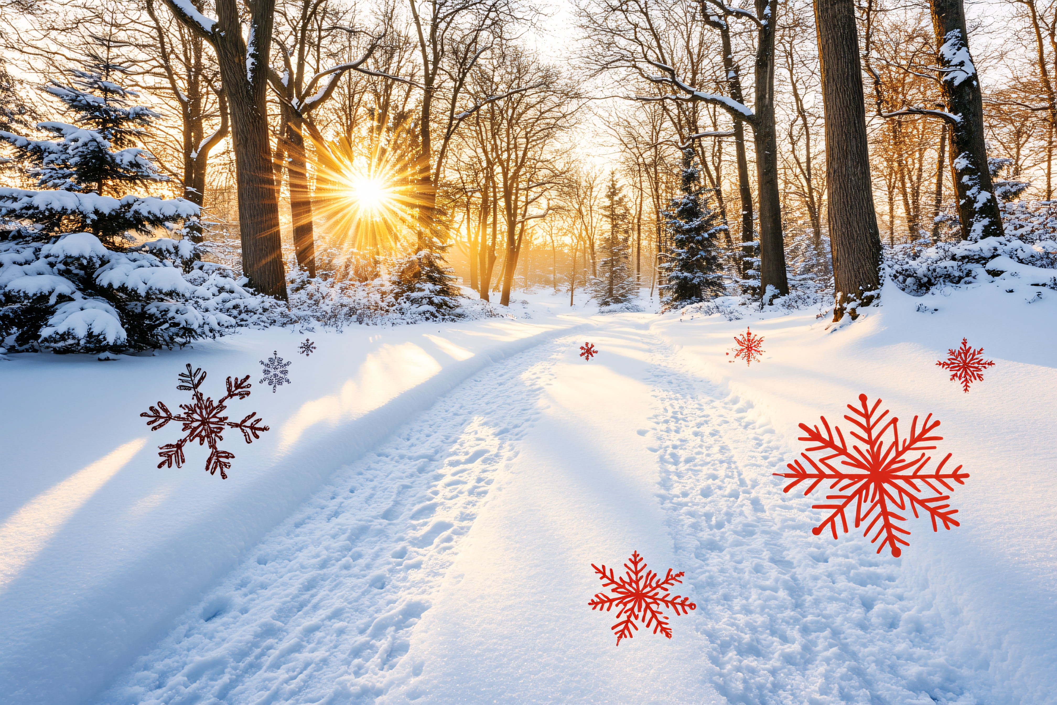 Winter Path With Snowflakes
