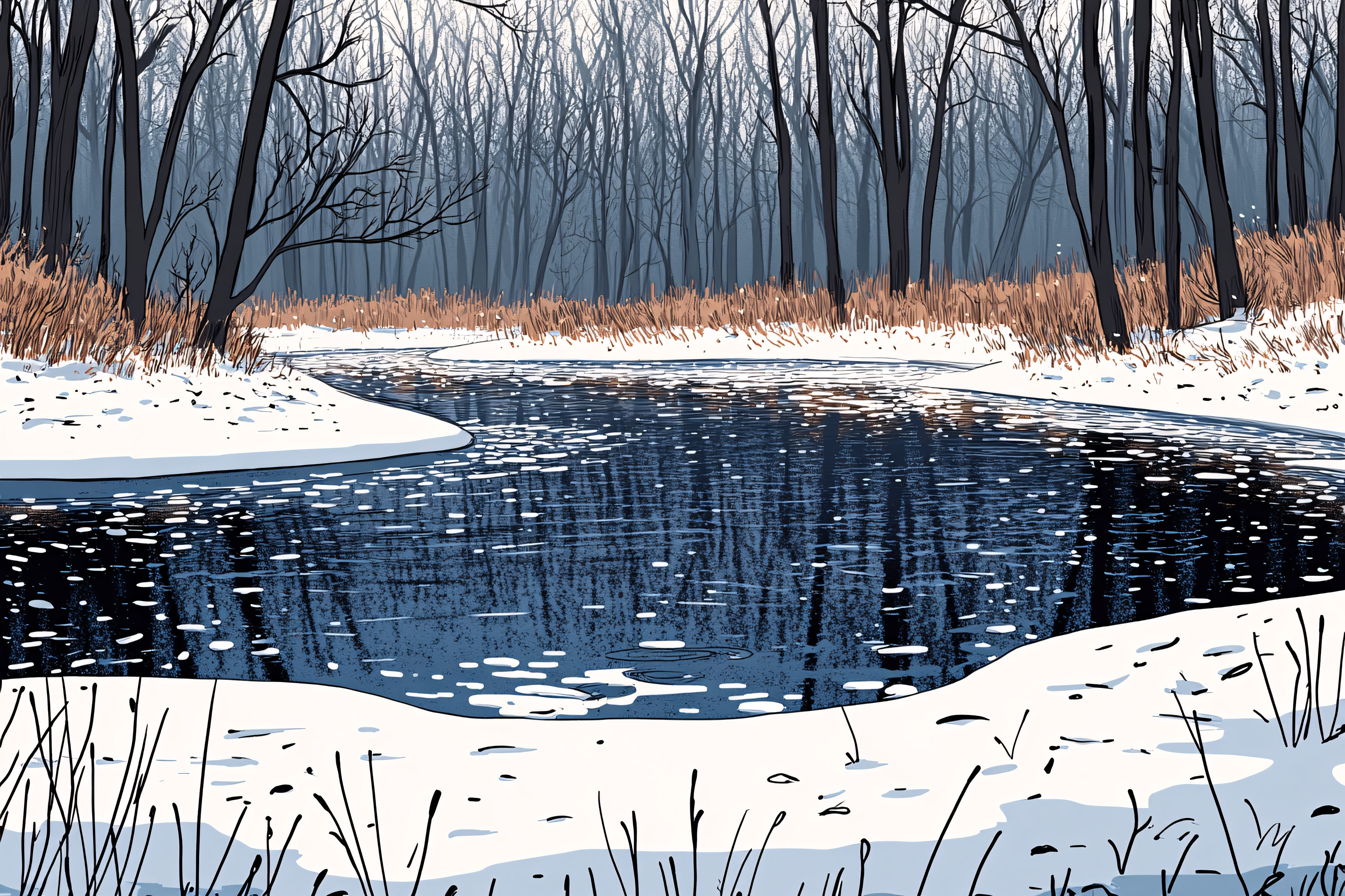 Winter River Landscape
