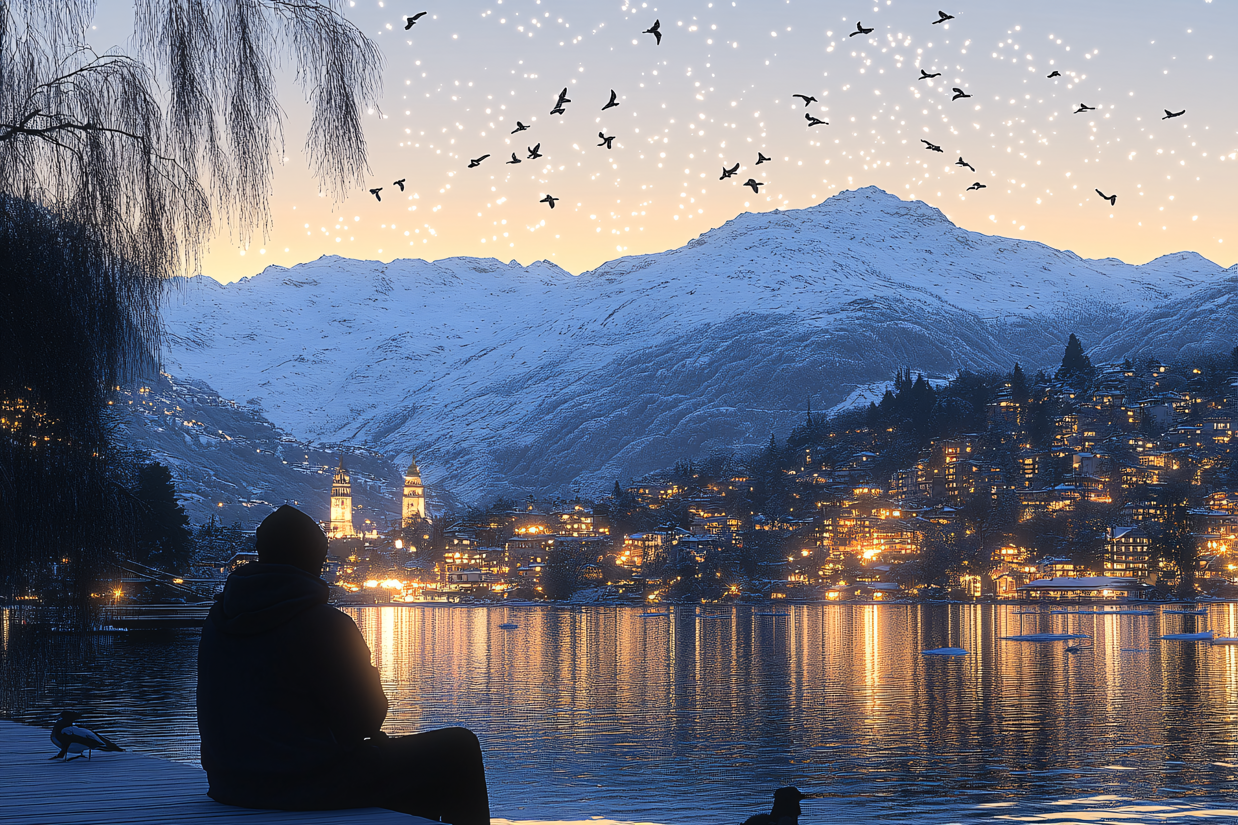 Winter Solitude By The Lake