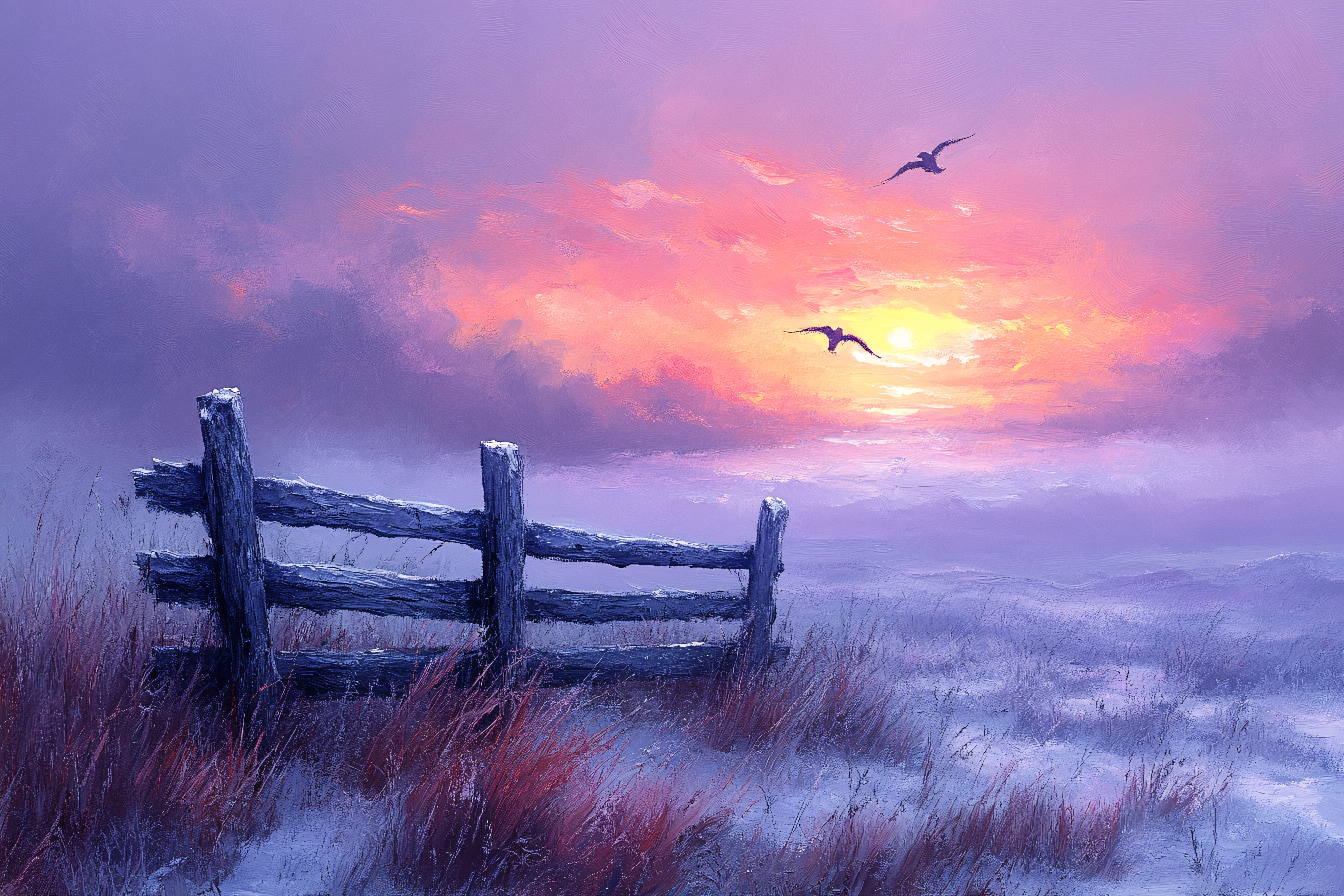 Winter Sunset on the Farm