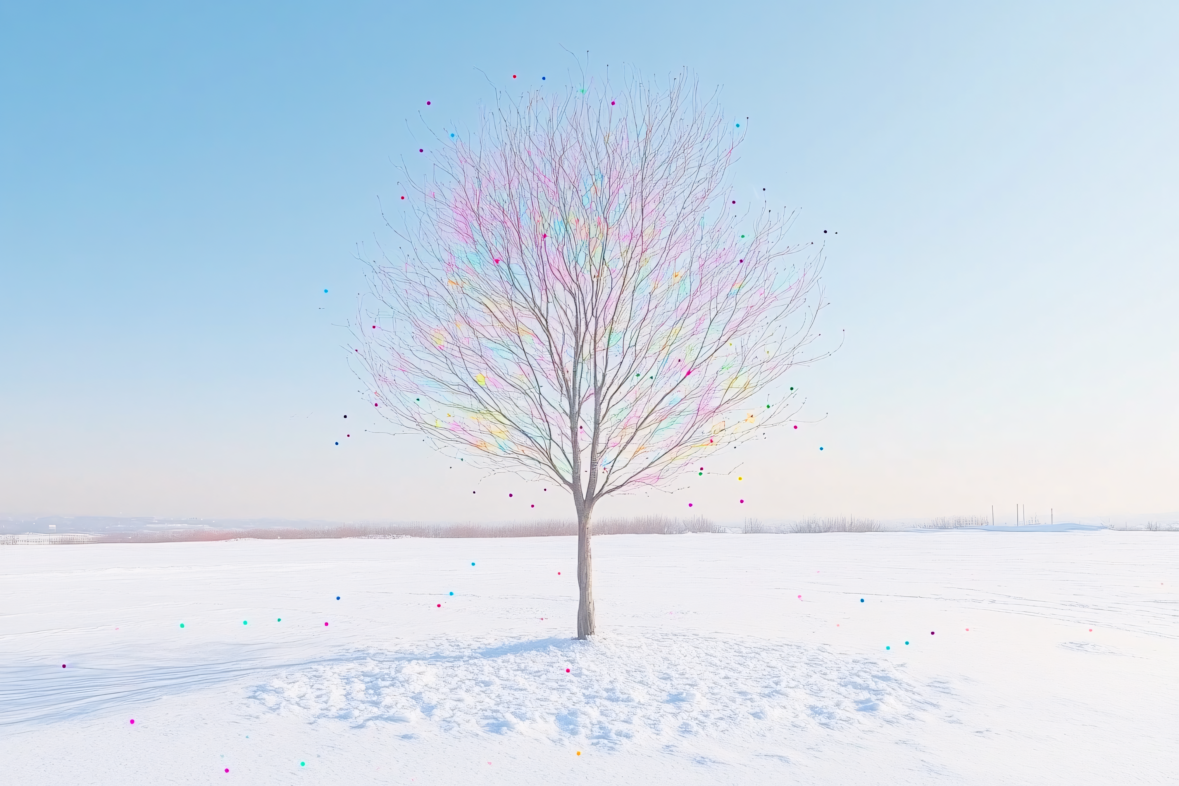 Winter Tree With Colorful Dots