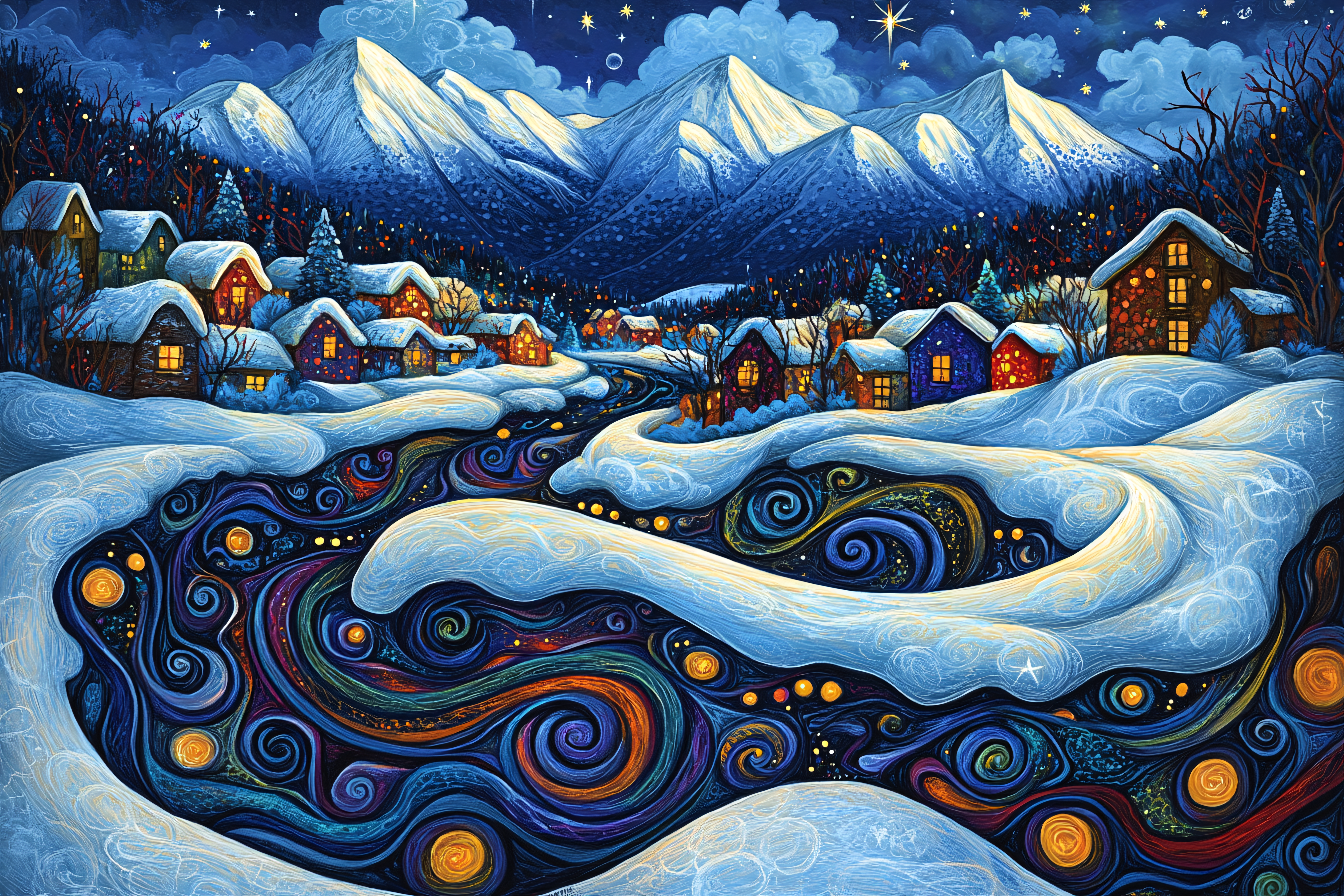 Winter Village Night
