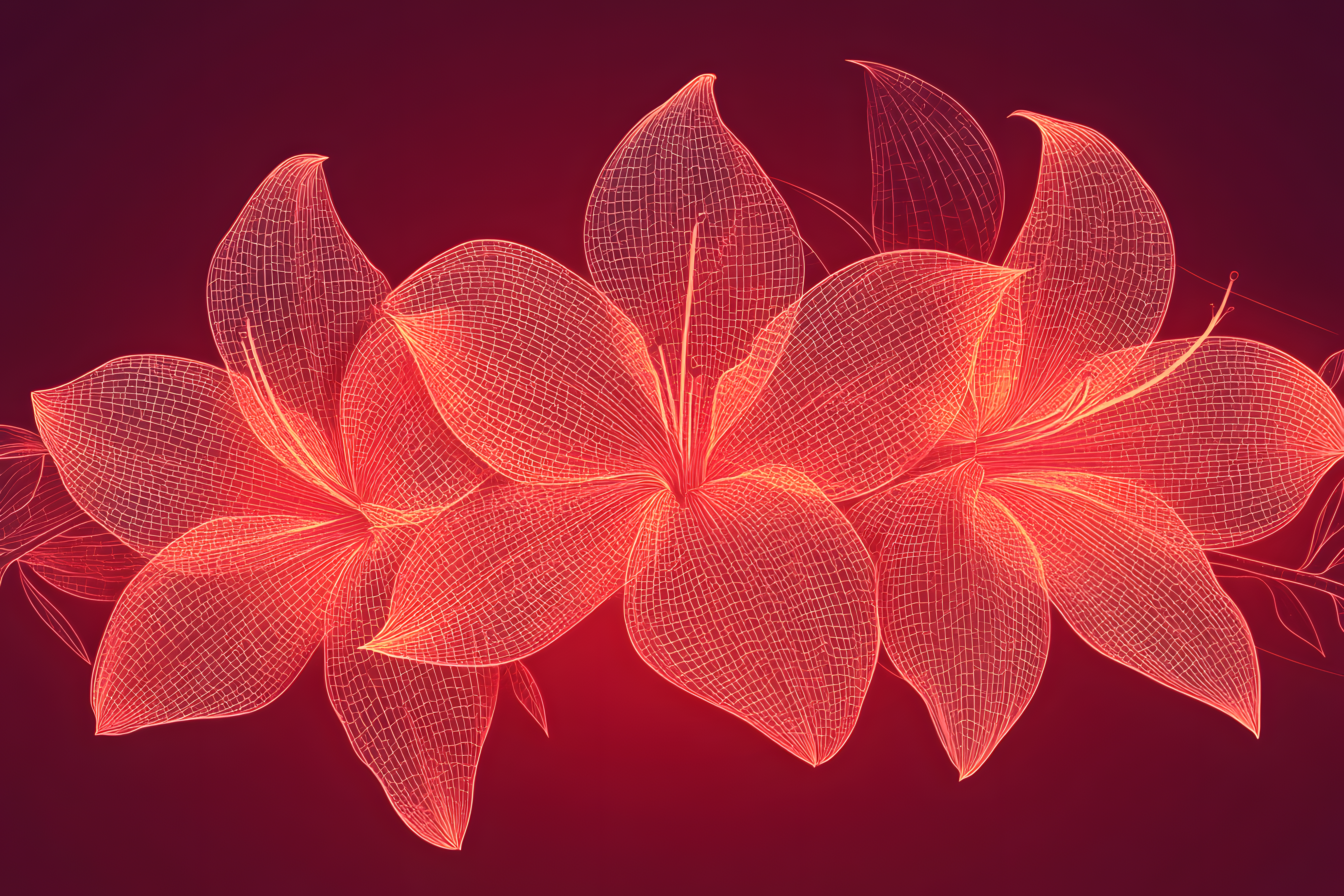 Wireframe Lily Blossoms