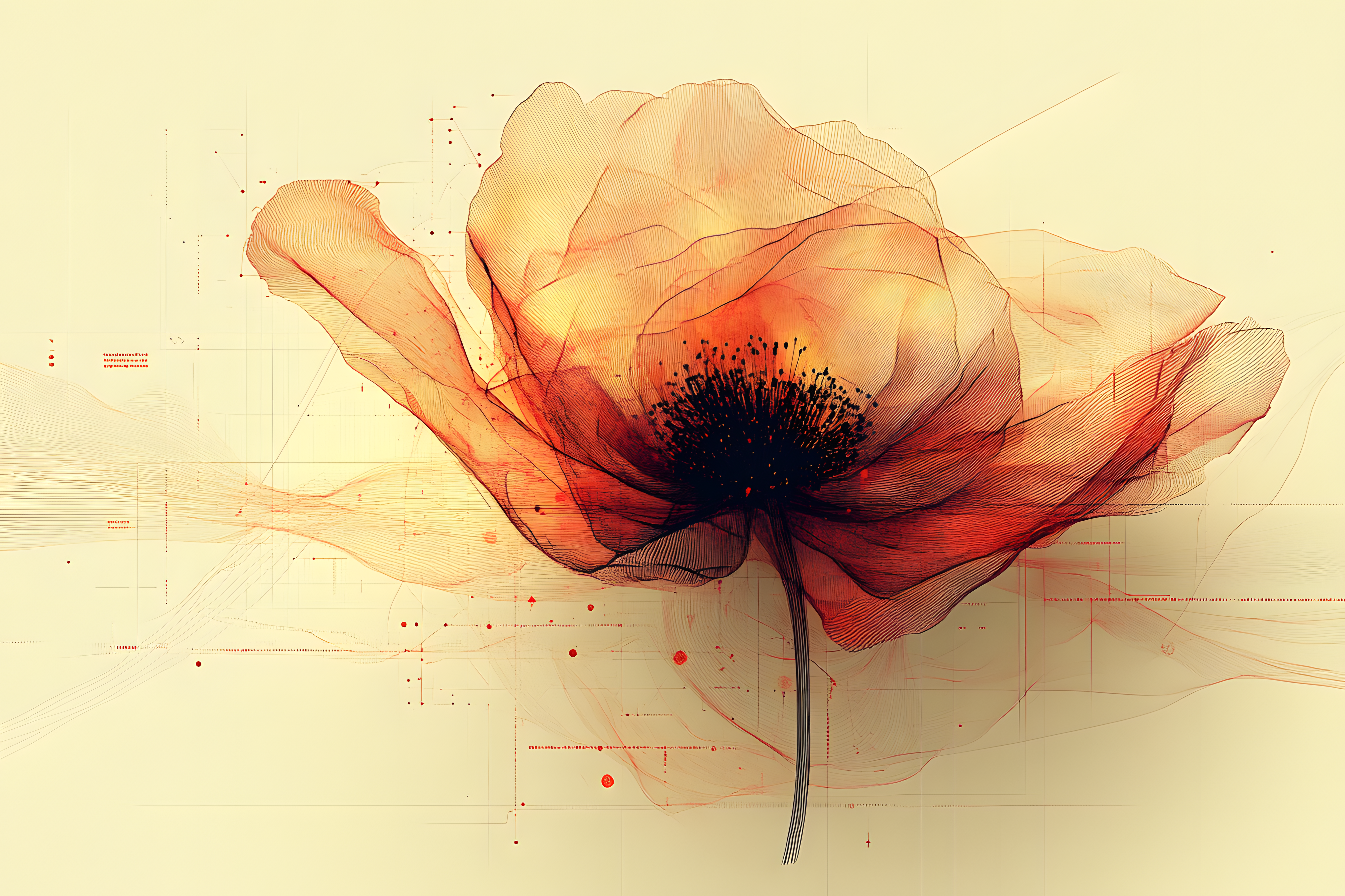 Wireframe Poppy Blossom