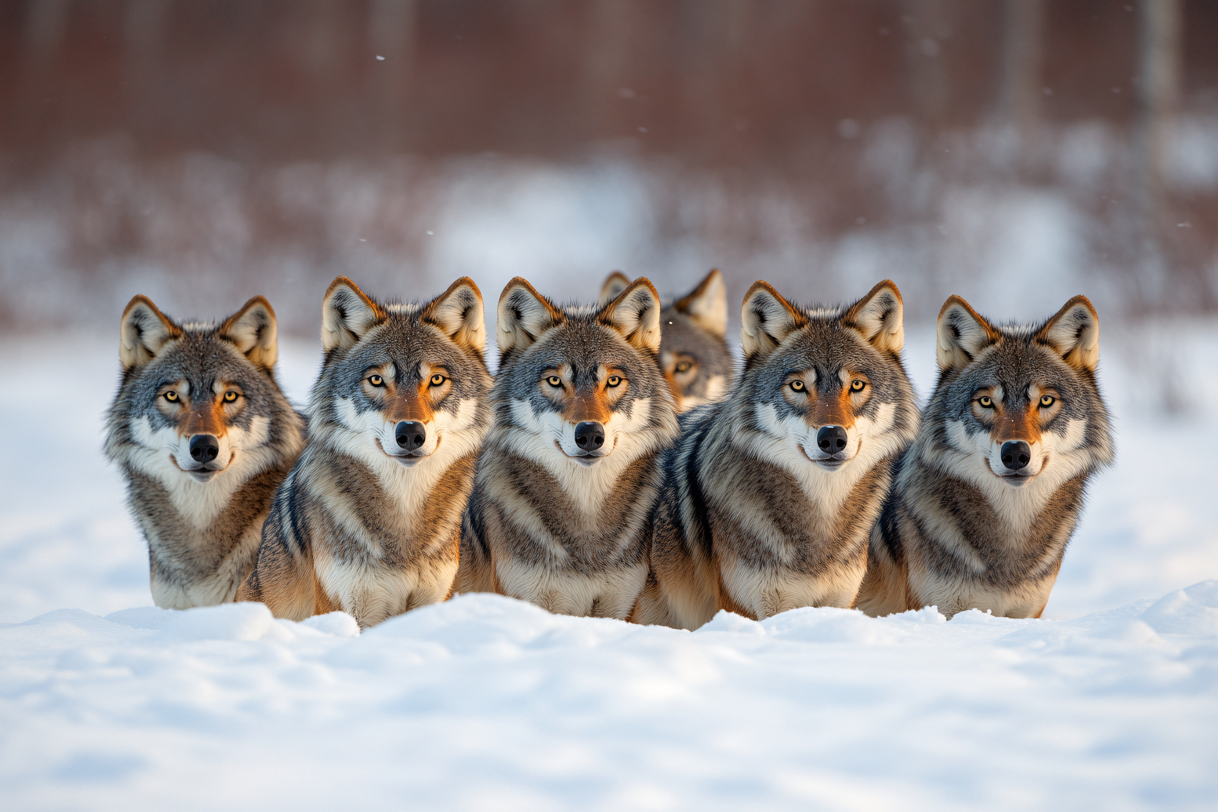 Wolf Pack in Snow