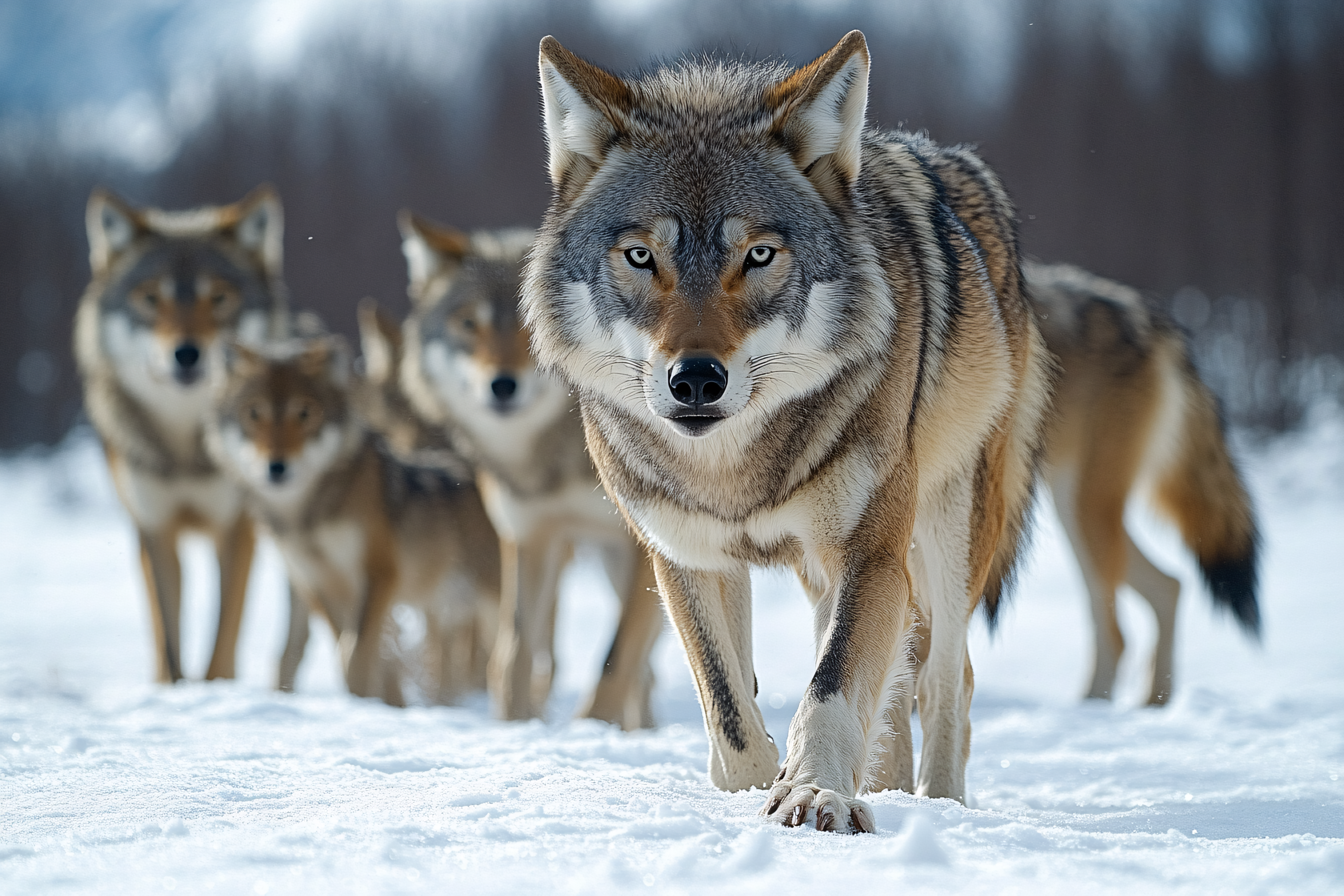 Wolf Pack in Snow