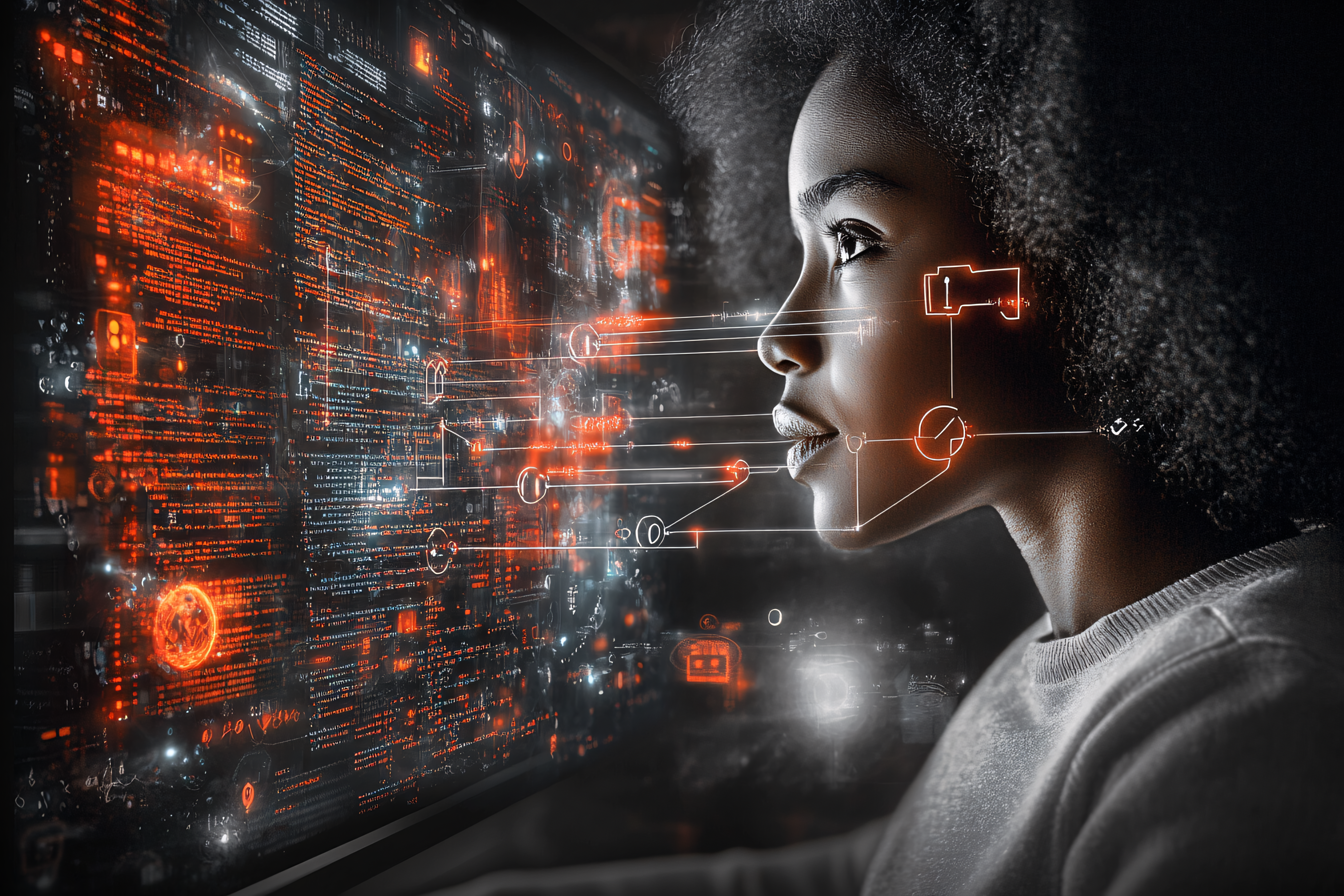 Woman And High-Tech Screen