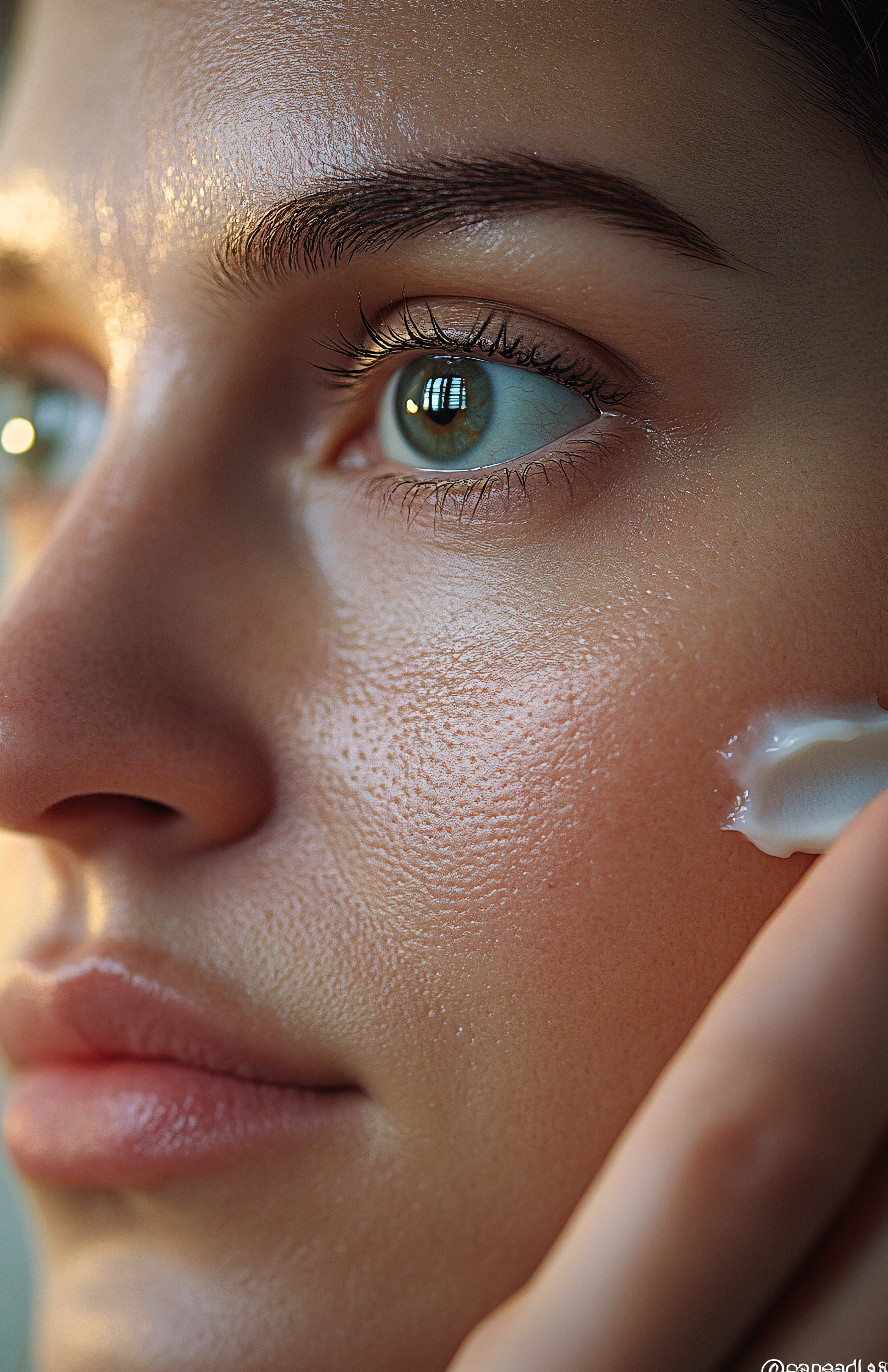 Woman Applying Cream on Face