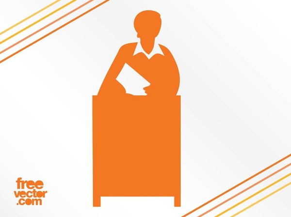 Woman Behind Desk Silhouette Free Vector